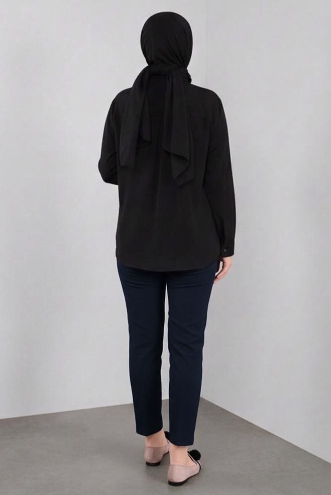 Vêtements hijab BLEU MARINE PANTALON TAILLE MI-HAUTE 7537 - ALVİNA