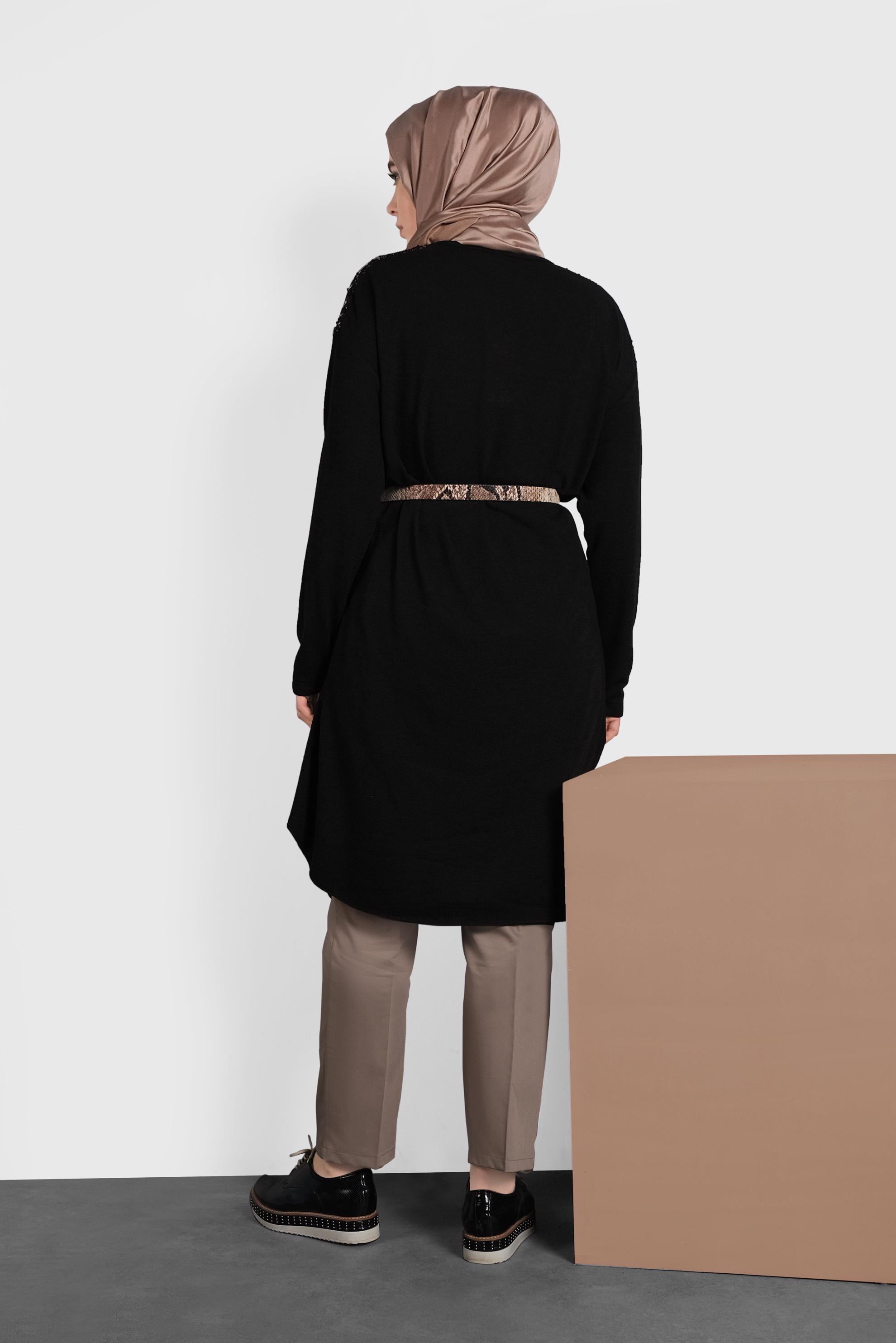 Hijab clothing BROWN MID-RISE PONTE-KNIT PANTS 7537