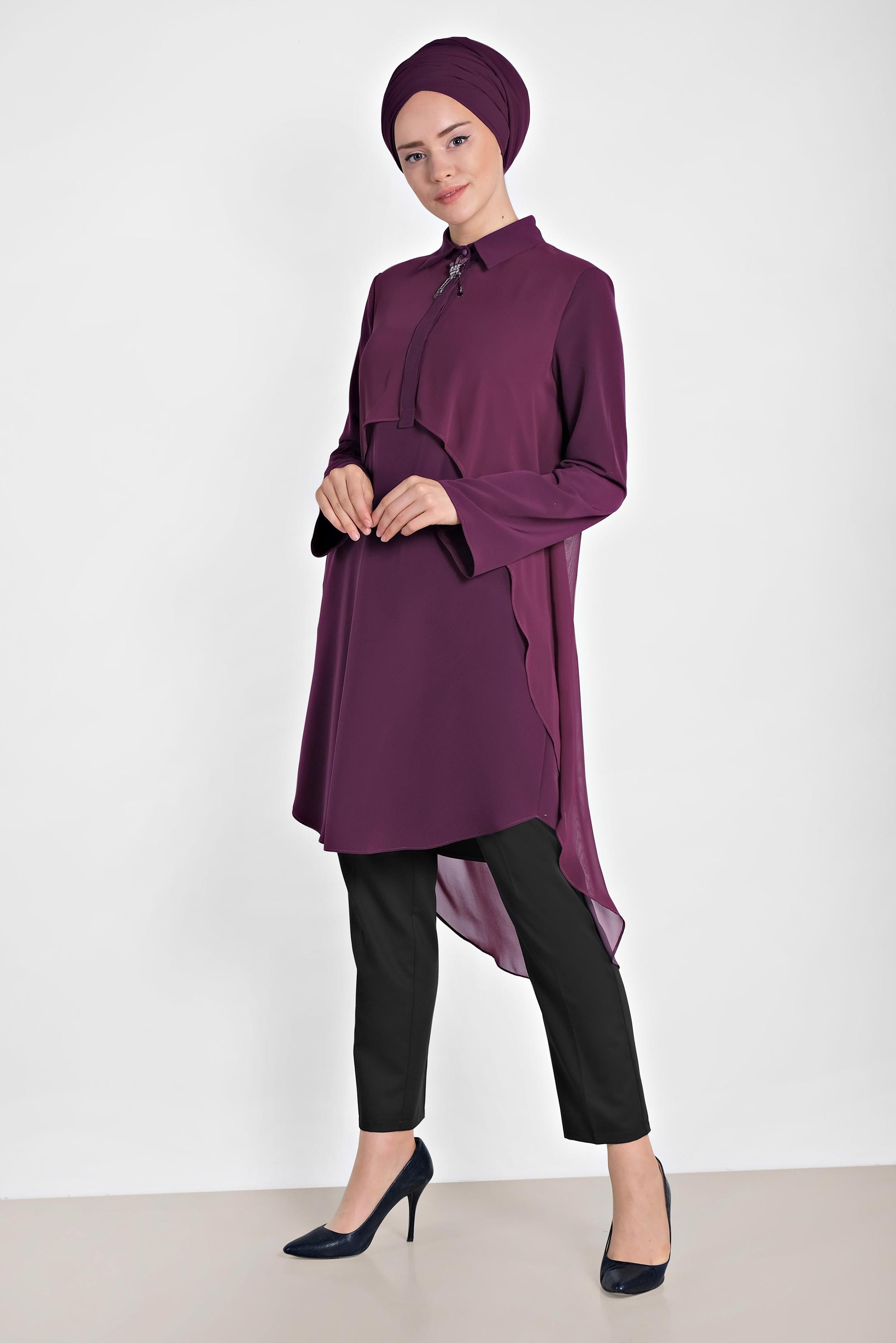 Tesettür giyim SİYAH ARA BEL KUMAŞ PANTOLON 7540