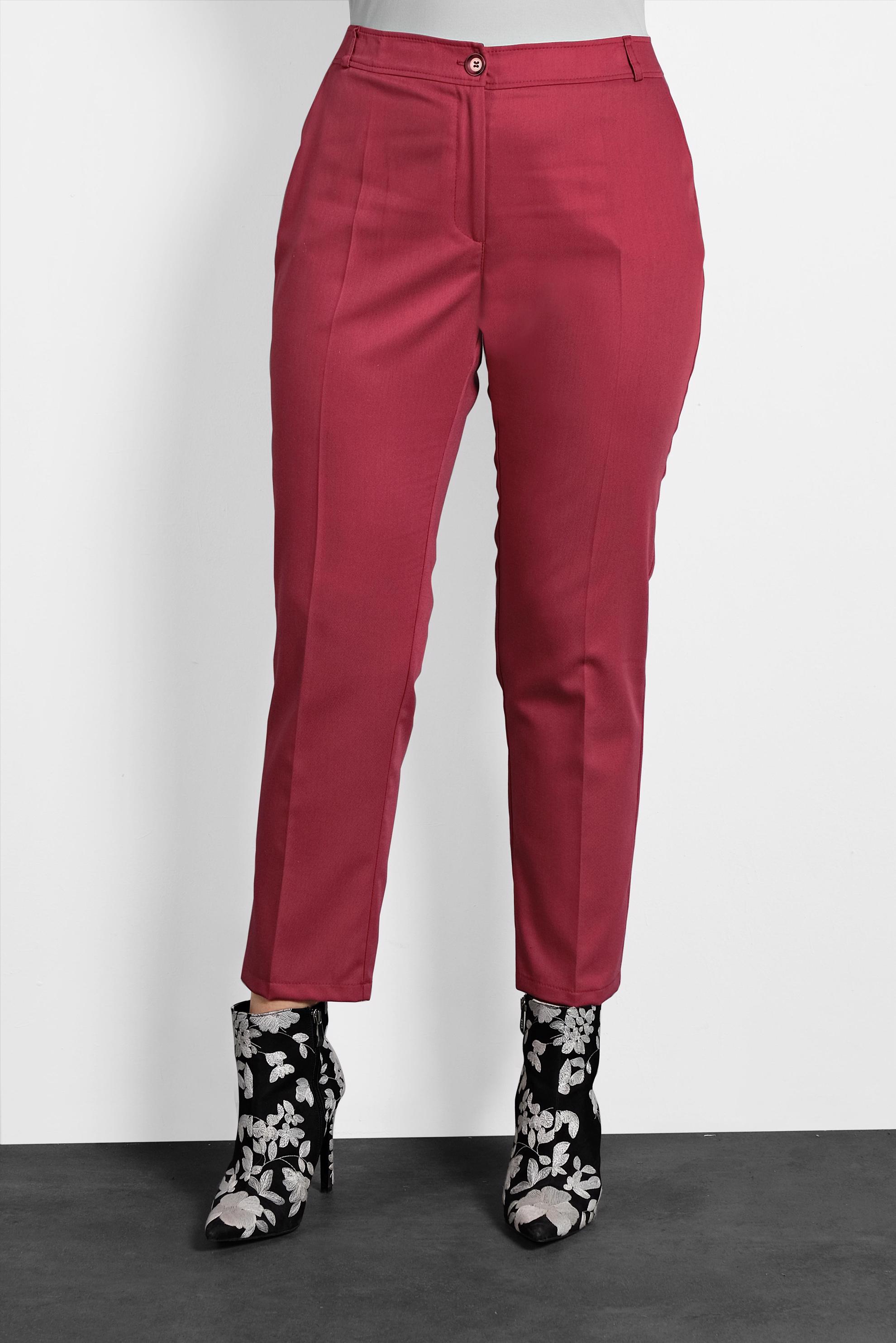 Tesettür giyim KIRMIZI ARA BEL KUMAŞ PANTOLON 7540