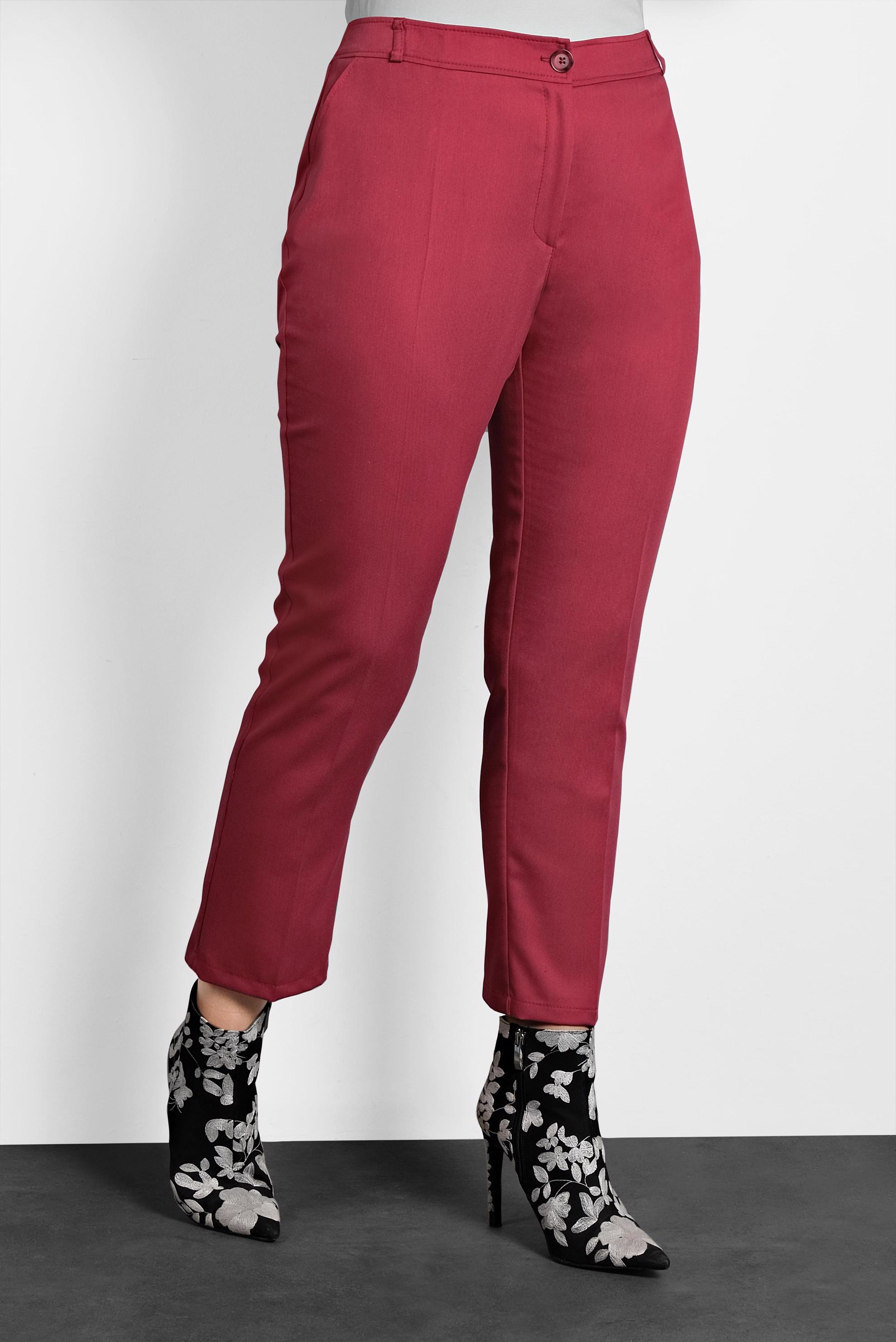 Tesettür giyim KIRMIZI ARA BEL KUMAŞ PANTOLON 7540