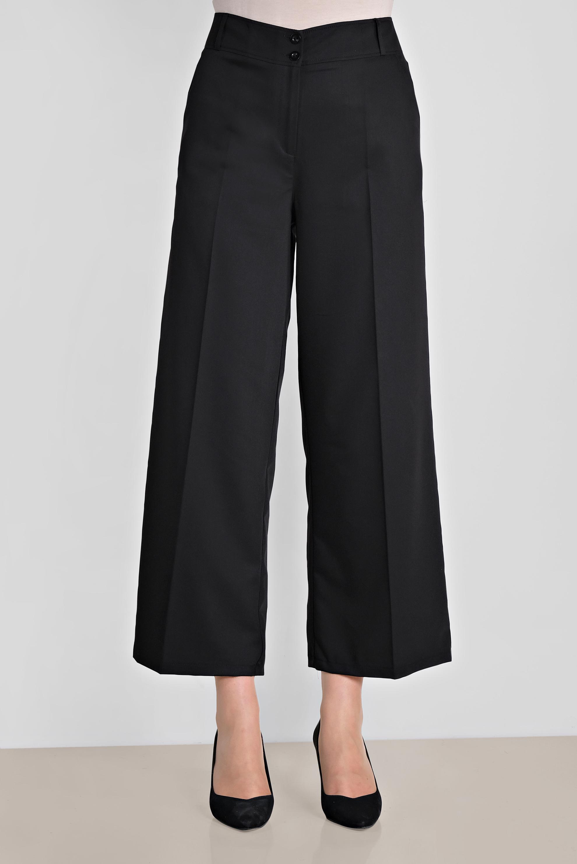 Tesettür giyim SİYAH ARA BEL GENİŞ PAÇA PANTOLON 7545