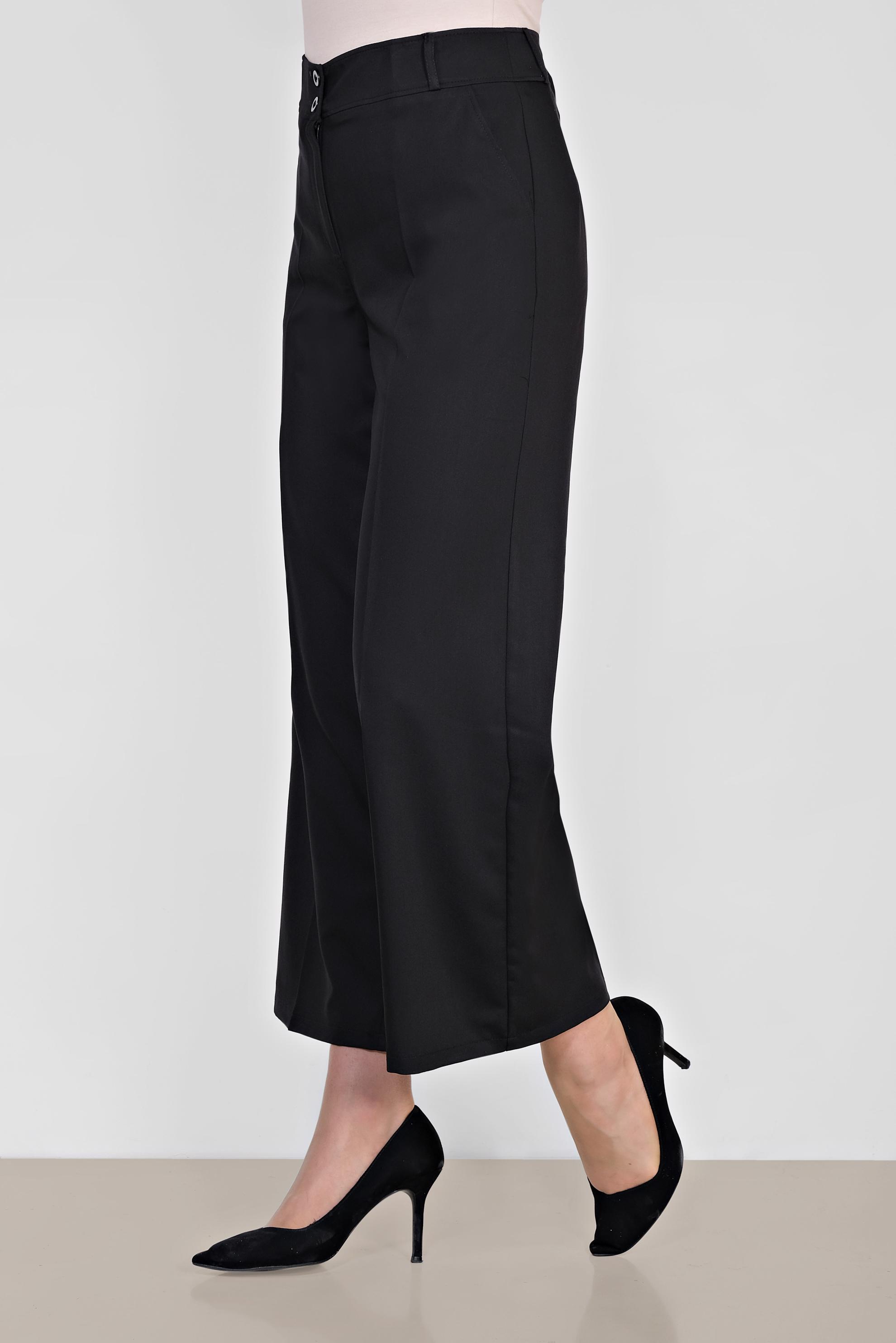 Tesettür giyim SİYAH ARA BEL GENİŞ PAÇA PANTOLON 7545