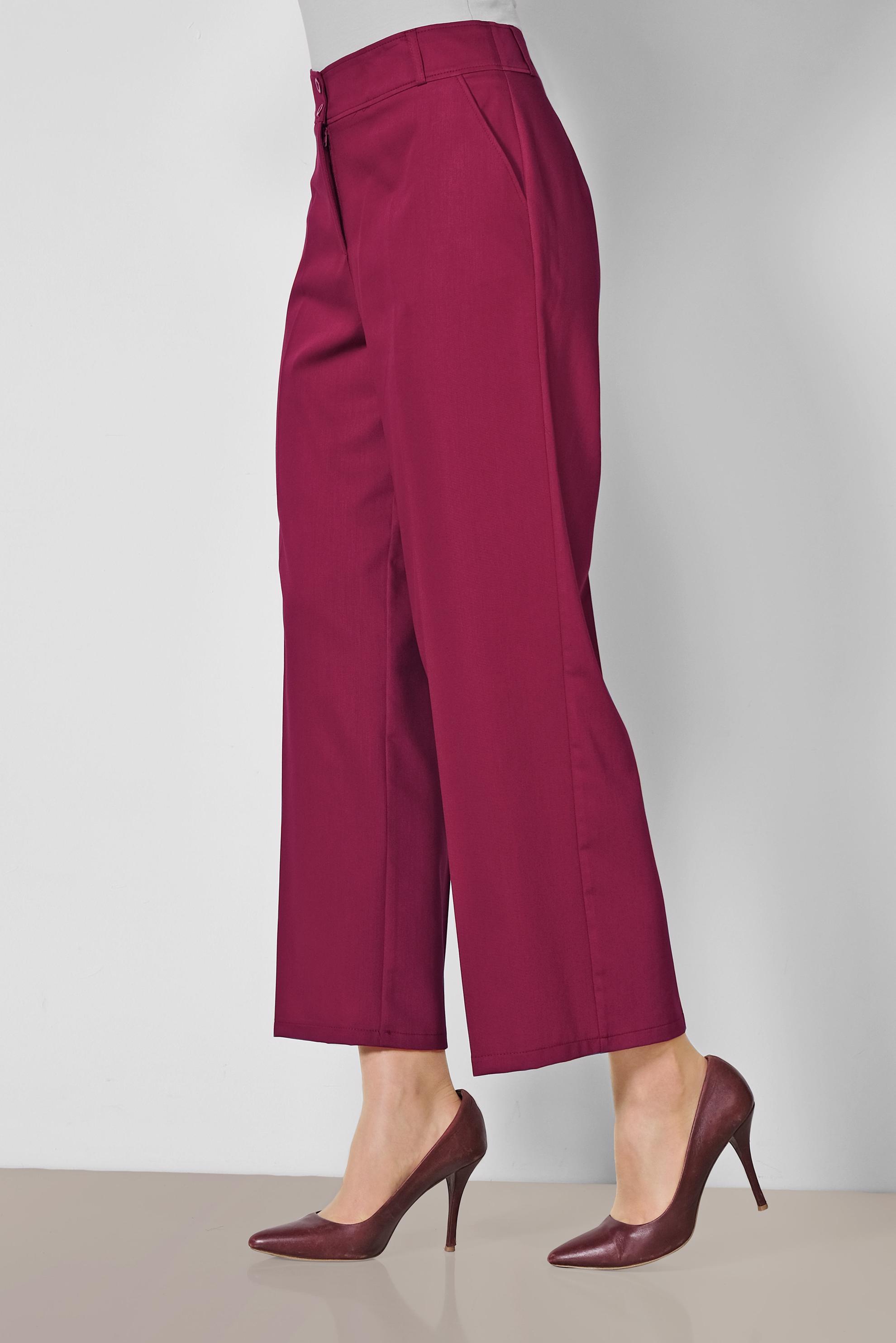 Tesettür giyim BORDO ARA BEL GENİŞ PAÇA PANTOLON 7545