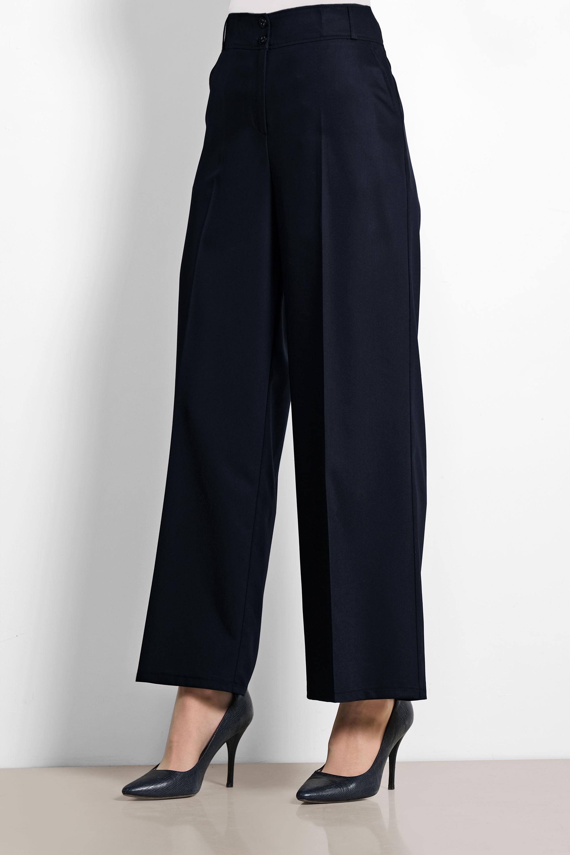 Tesettür giyim LACİVERT ARA BEL GENİŞ PAÇA PANTOLON 7545