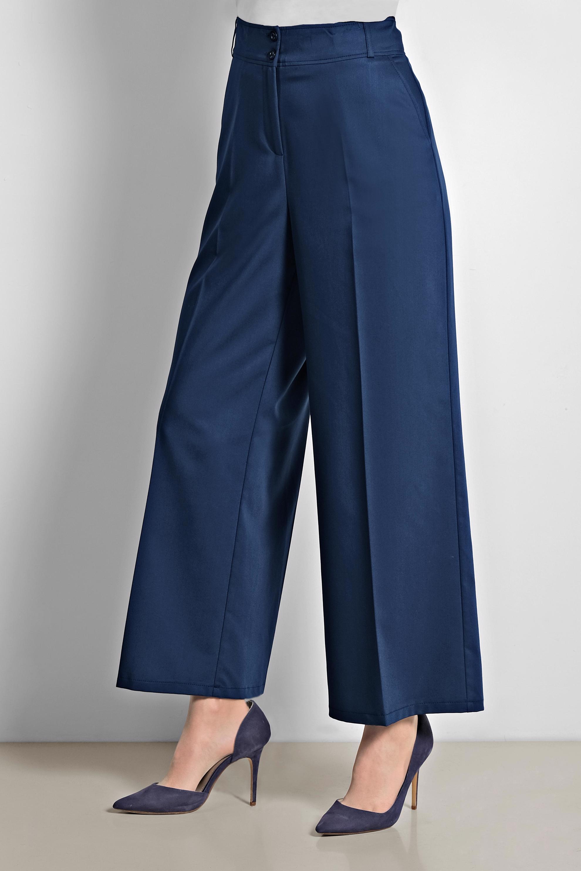 Tesettür giyim LACİVERT ARA BEL GENİŞ PAÇA PANTOLON 7545