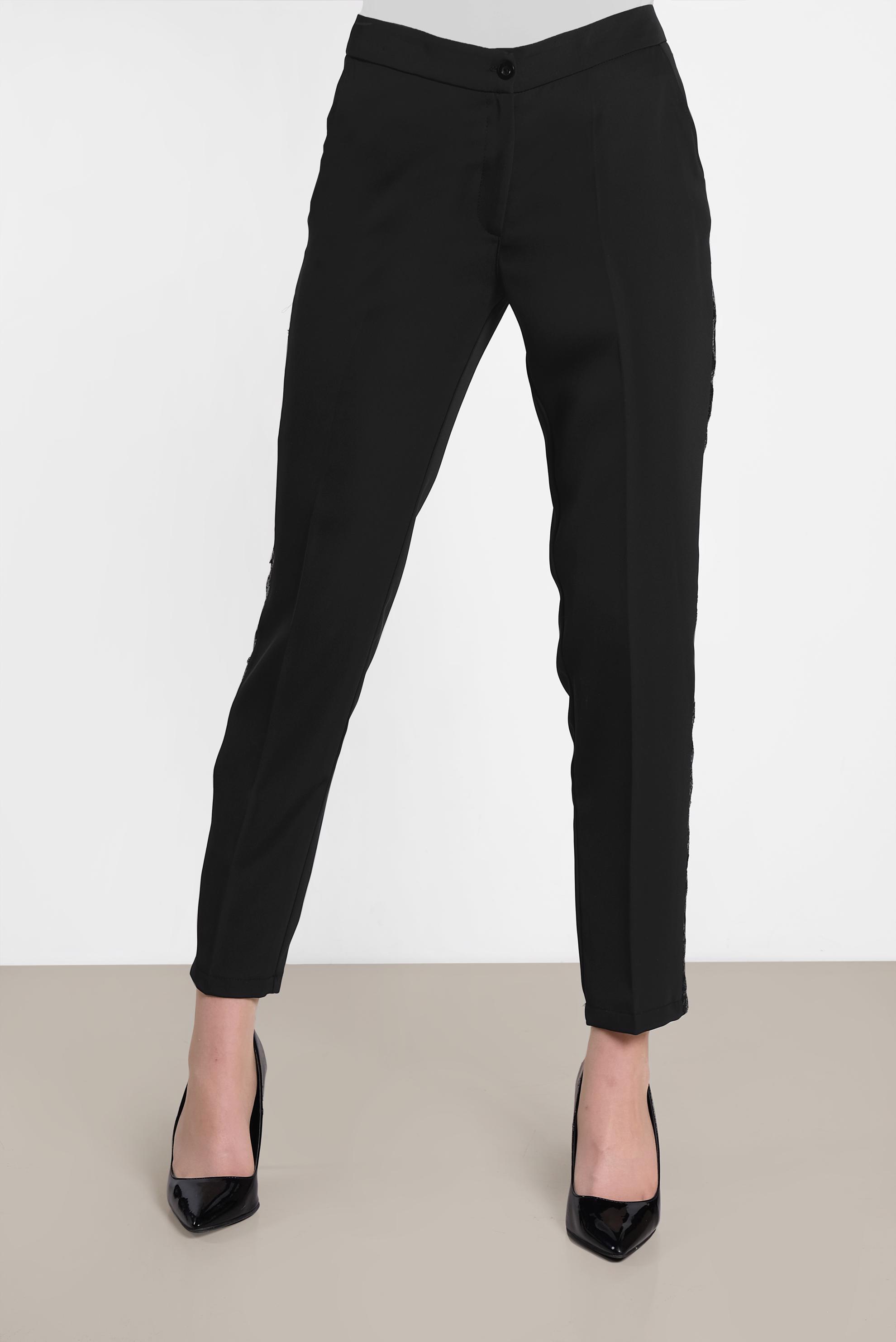 Tesettür giyim SİYAH SİMLİ ŞERİT DETAYLI PANTOLON 7565	