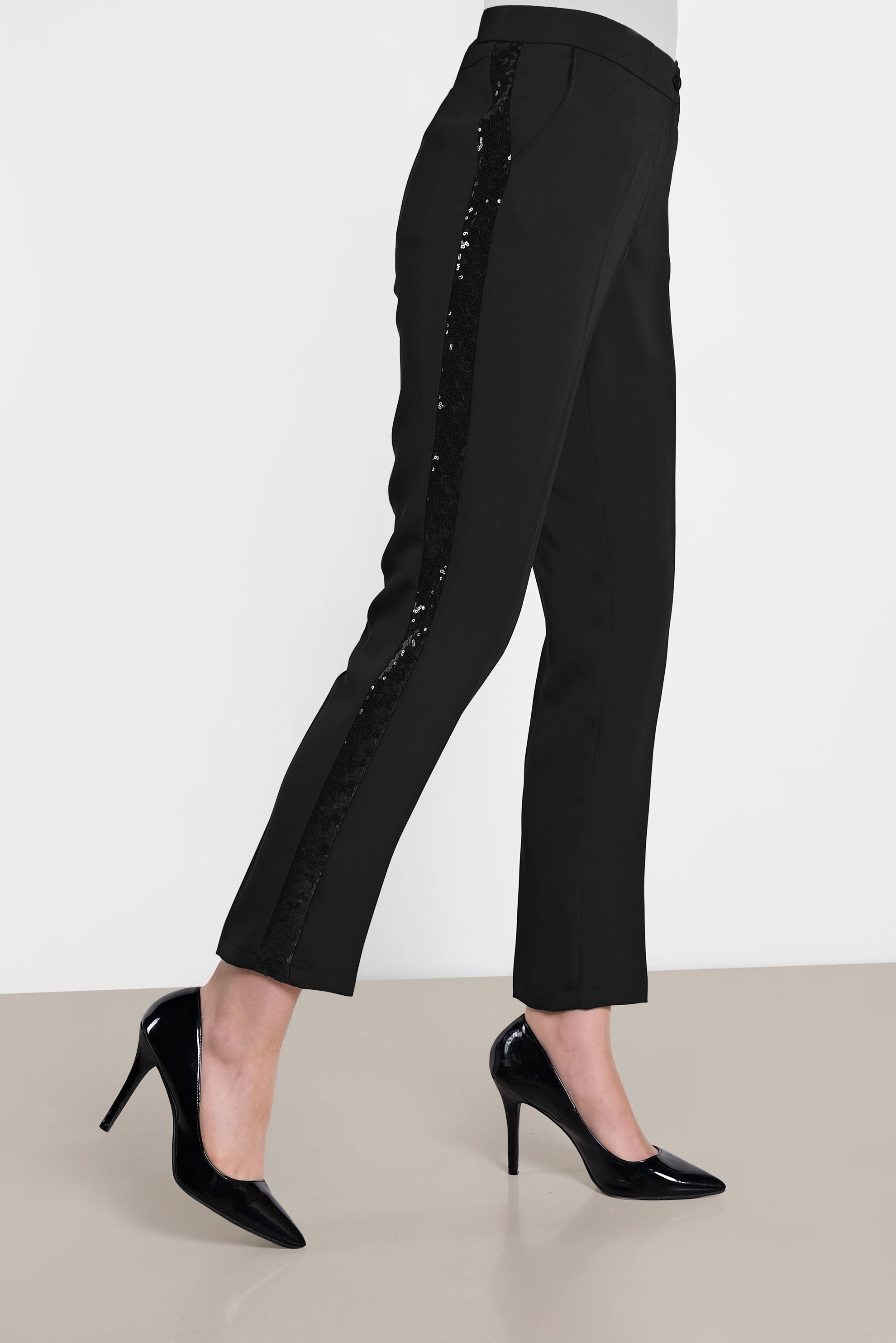 Tesettür giyim SİYAH SİMLİ ŞERİT DETAYLI PANTOLON 7565	