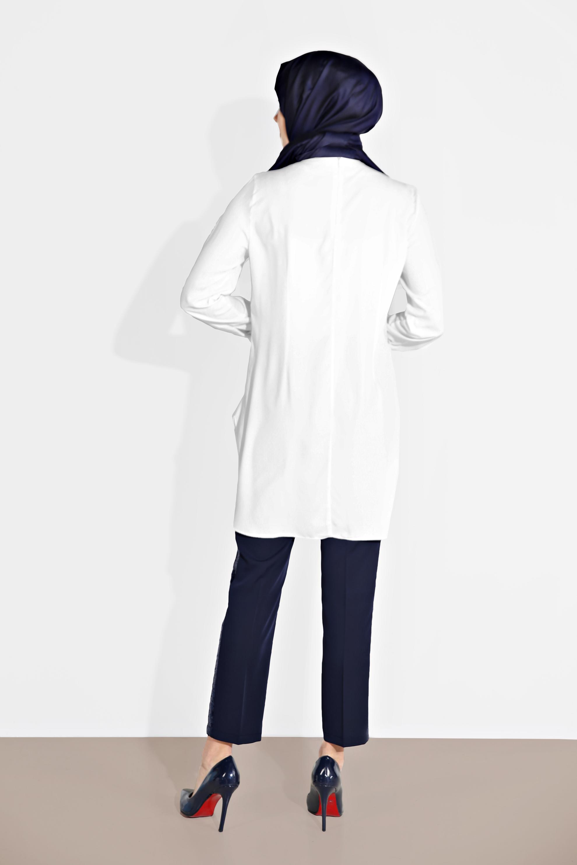 Tesettür giyim LACİVERT SİMLİ ŞERİT DETAYLI PANTOLON 7565	