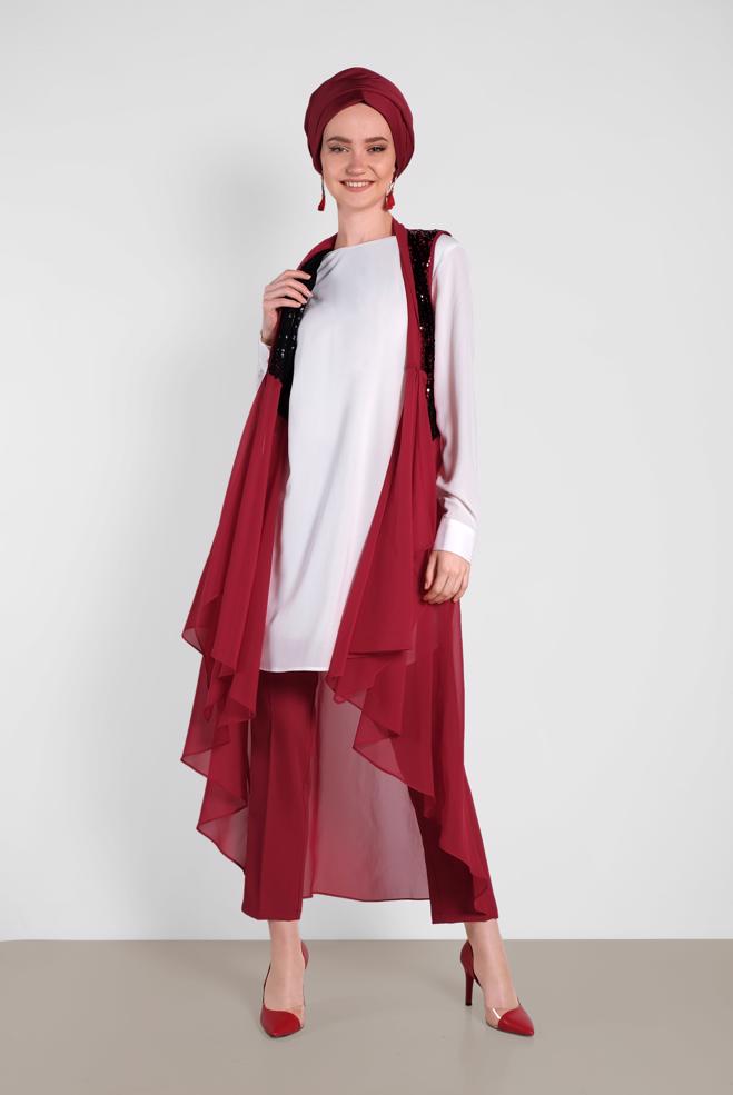 Hijab clothing  SILVERY STRIPE DETAIL TROUSERS 7565  - ALVİNA