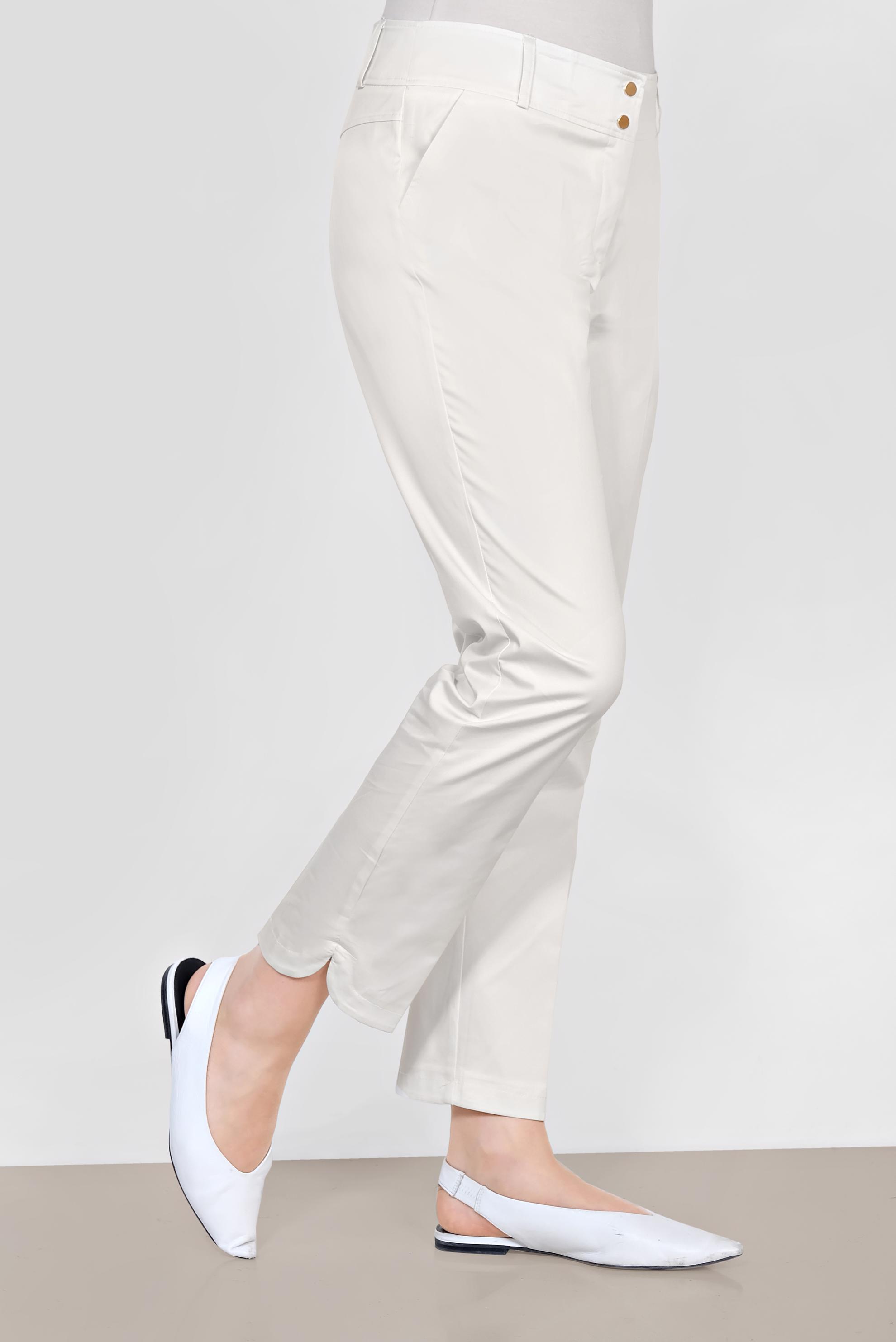 Tesettür giyim BEYAZ DAR PAÇA PANTOLON 7575