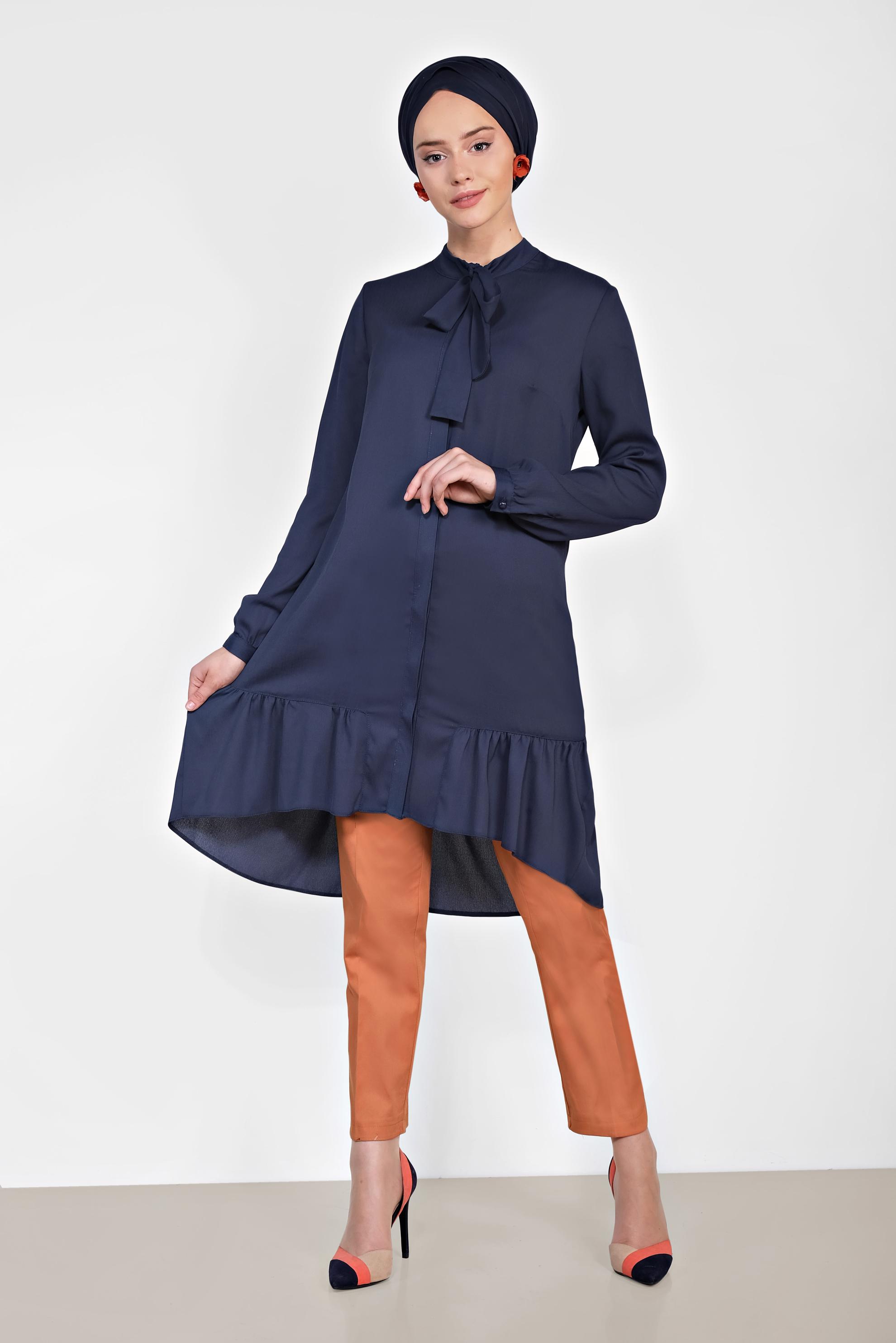 Tesettür giyim TURUNCU DAR PAÇA PANTOLON 7575