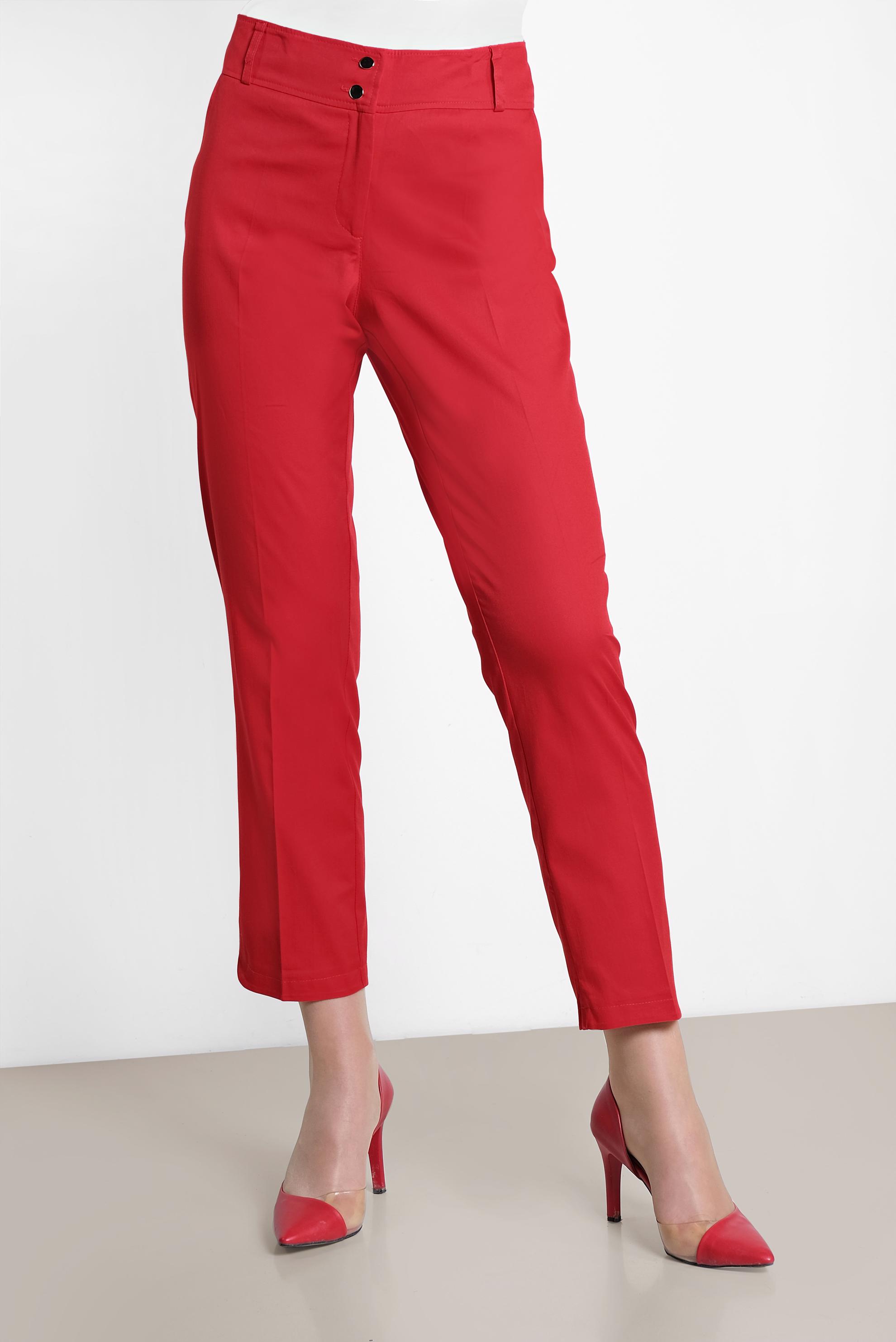 Tesettür giyim KIRMIZI DAR PAÇA PANTOLON 7575