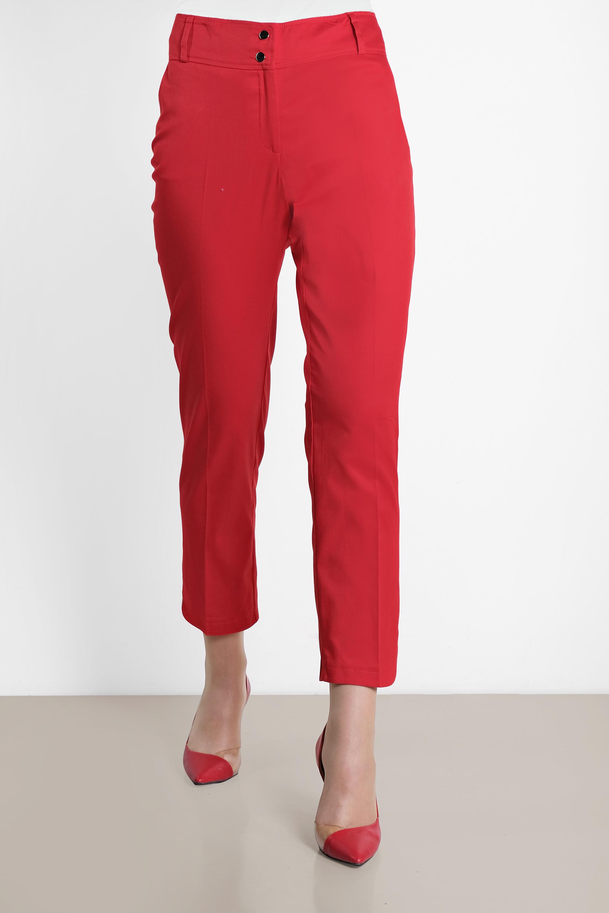 Tesettür giyim KIRMIZI DAR PAÇA PANTOLON 7575