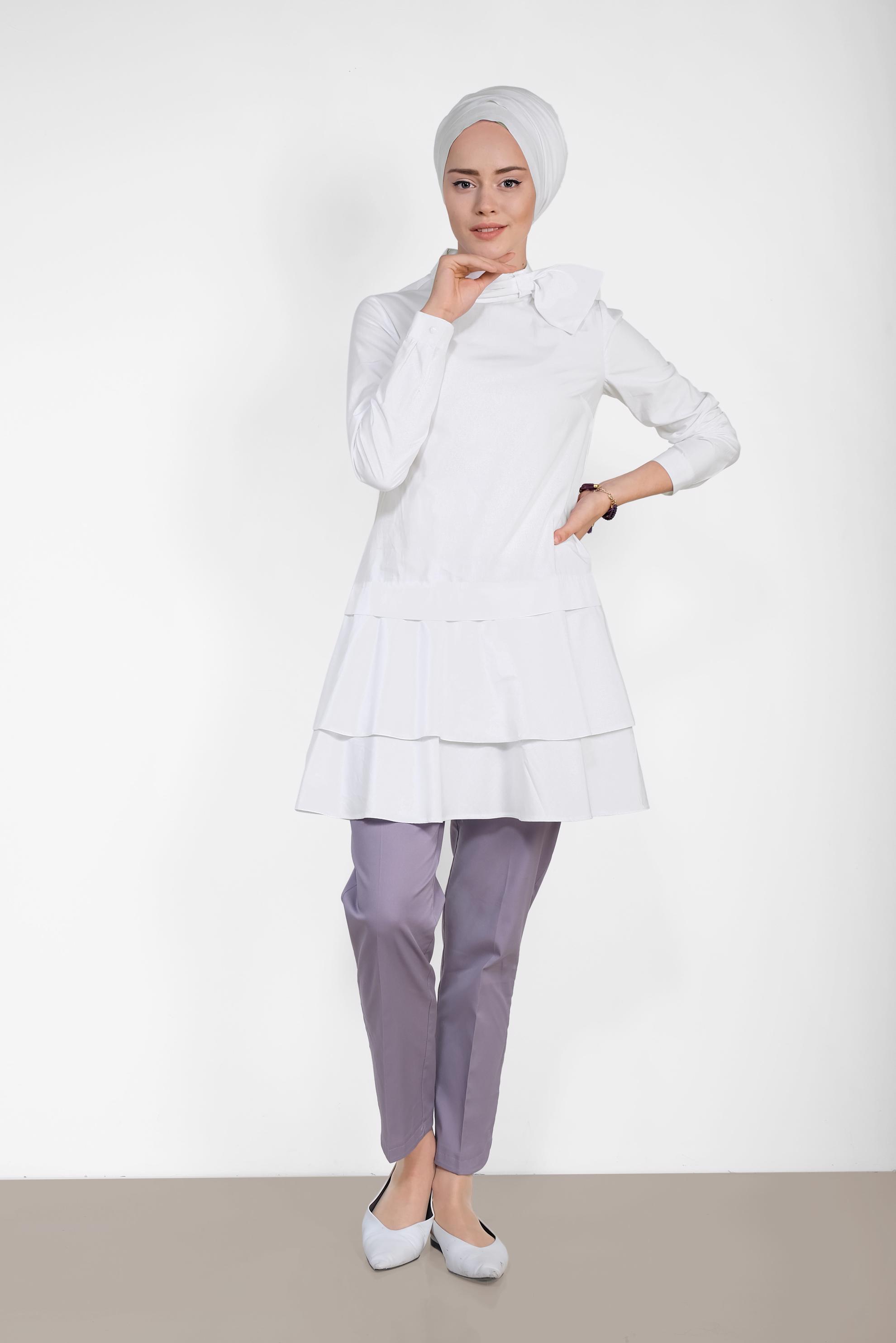 Tesettür giyim MOR DAR PAÇA PANTOLON 7575