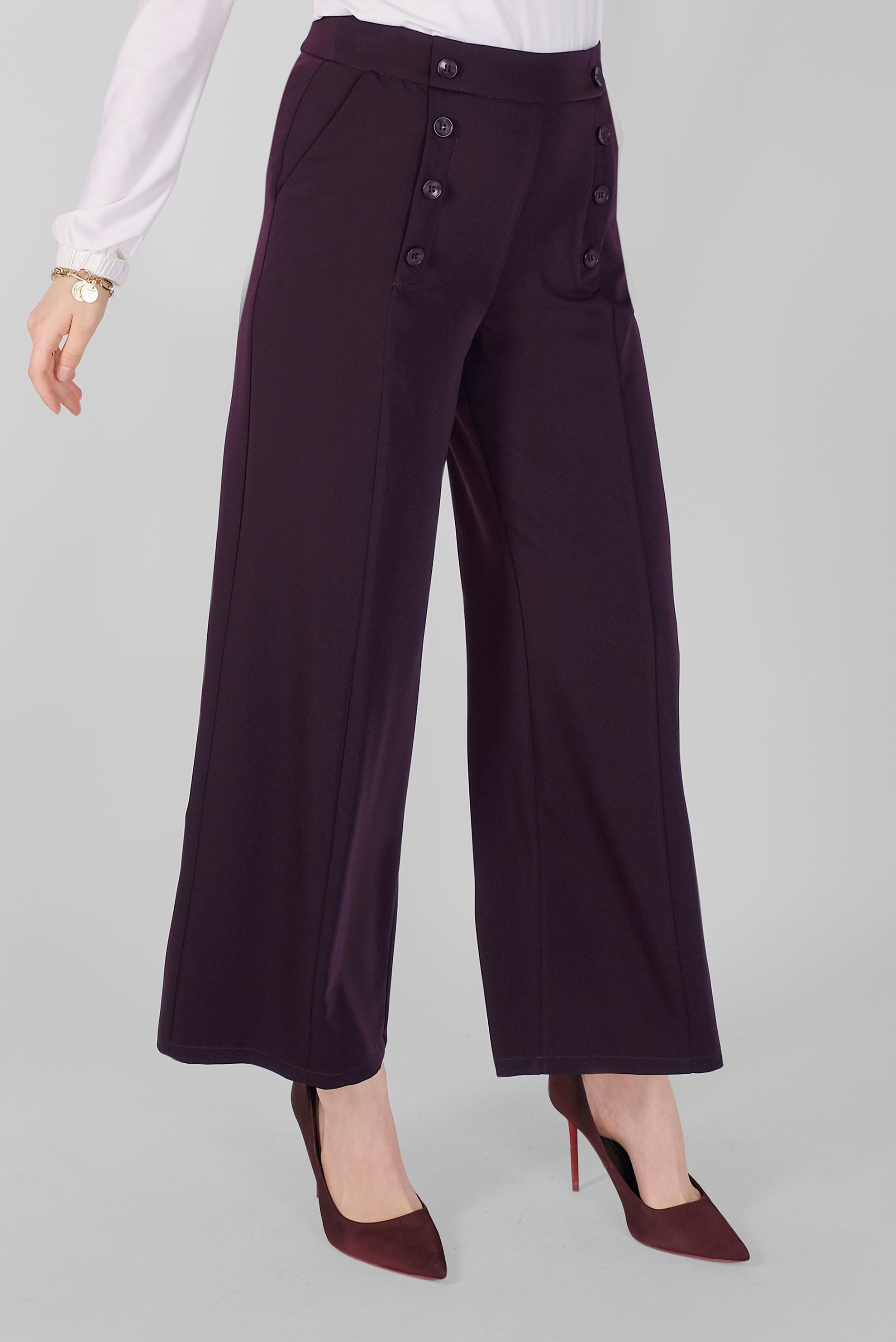 Tesettür giyim MOR DÜĞME DETAYLI YÜKSEK BEL PANTOLON 7578