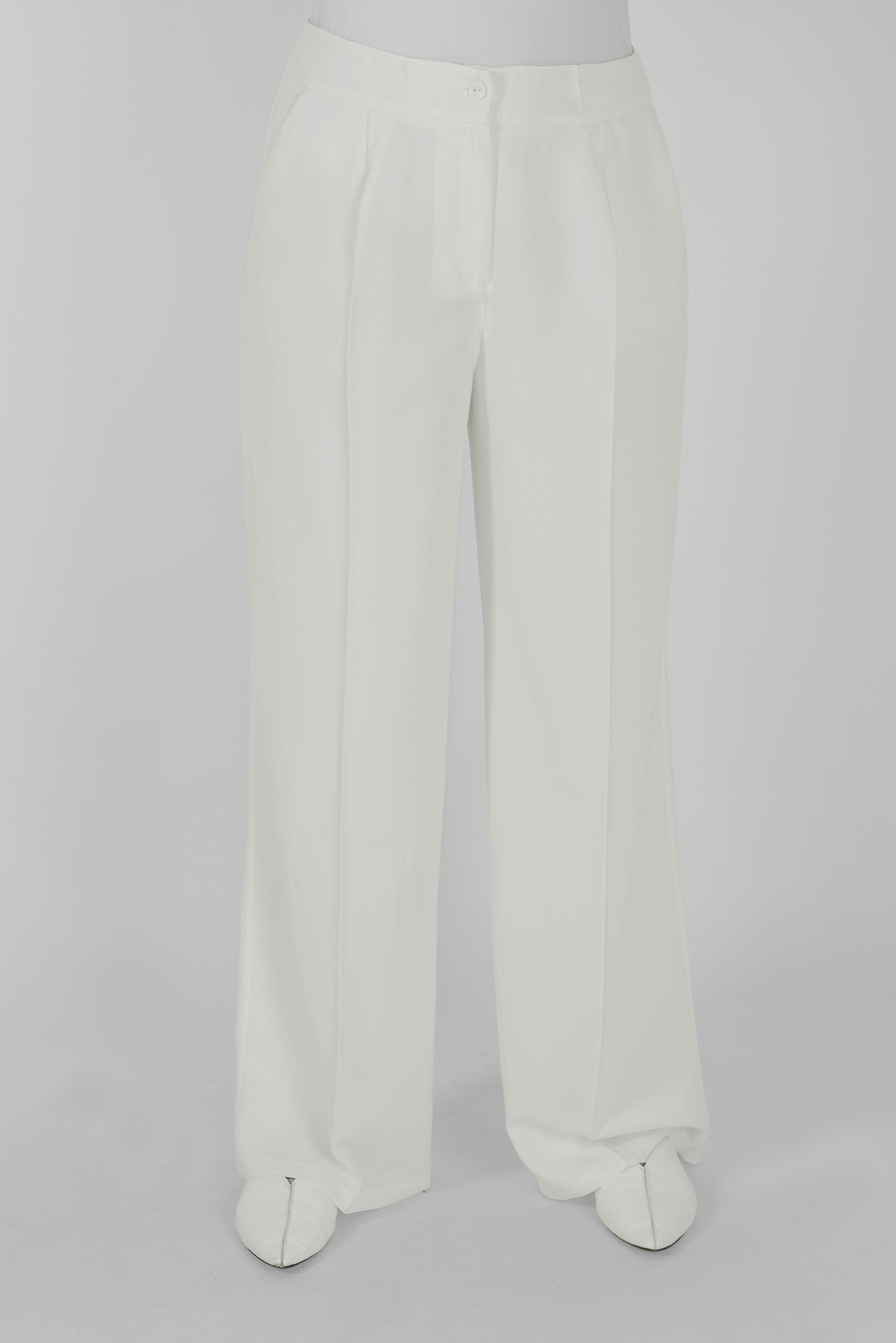 Tesettür giyim BEYAZ ARA BEL GENİŞ KESİM PANTOLON 7579 