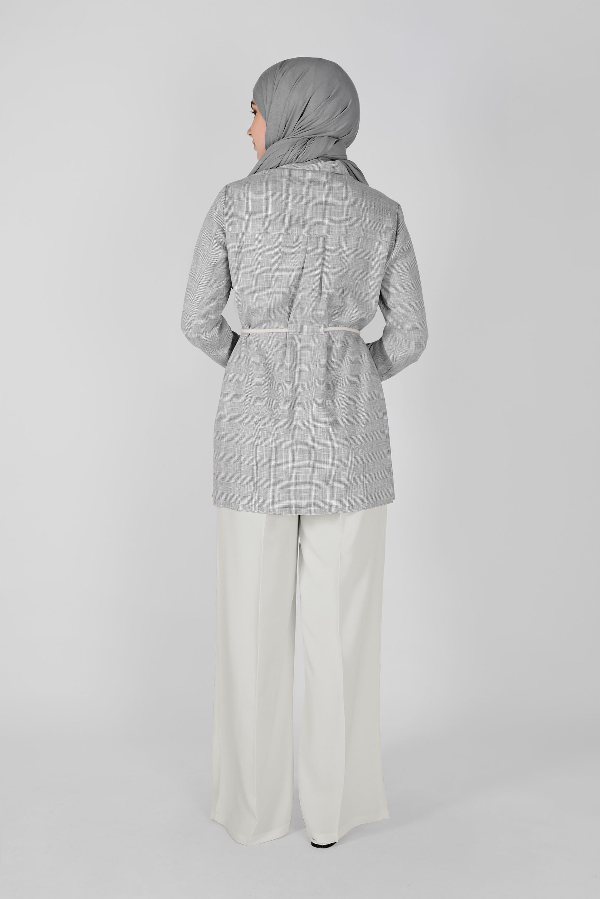 Tesettür giyim BEYAZ ARA BEL GENİŞ KESİM PANTOLON 7579 