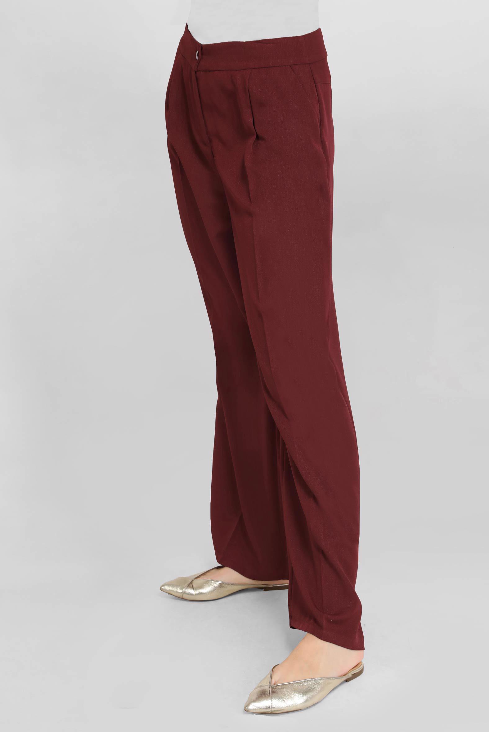 Tesettür giyim BORDO ARA BEL GENİŞ KESİM PANTOLON 7579 