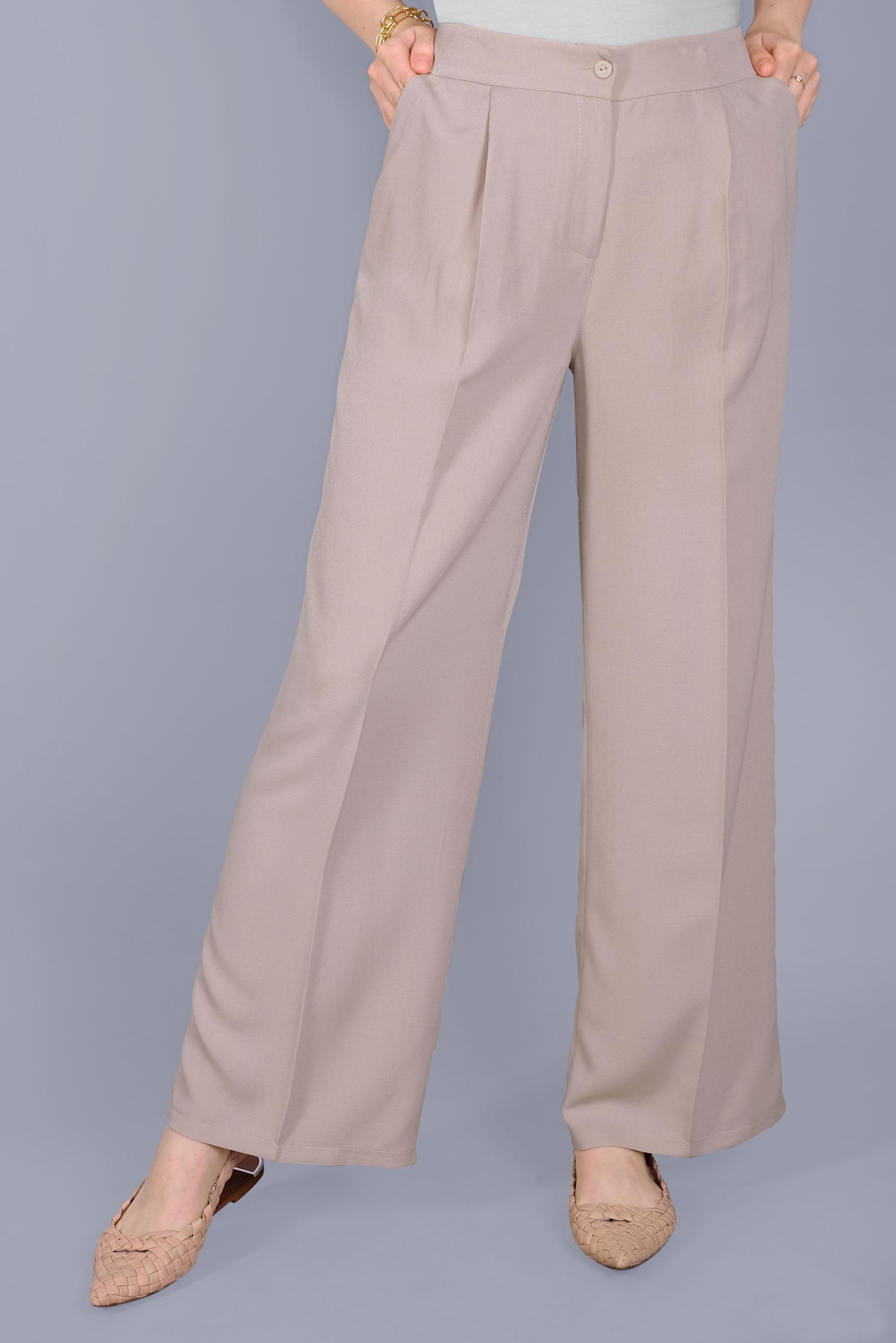 Tesettür giyim BEJ ARA BEL GENİŞ KESİM PANTOLON 7579 