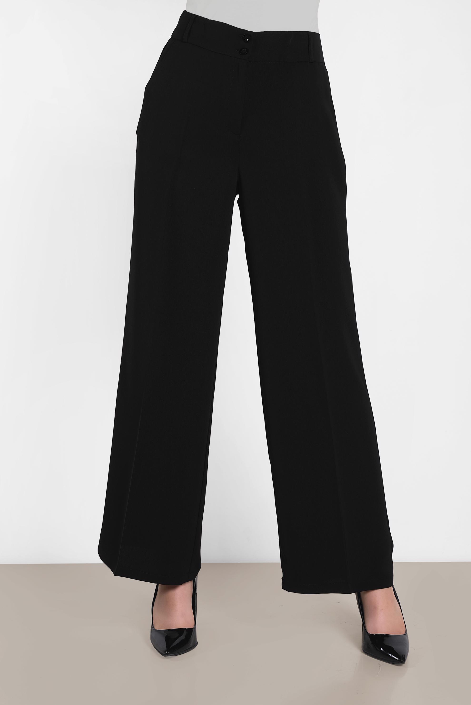 Tesettür giyim SİYAH BOL PAÇA DÜĞMELİ PANTOLON 7580	