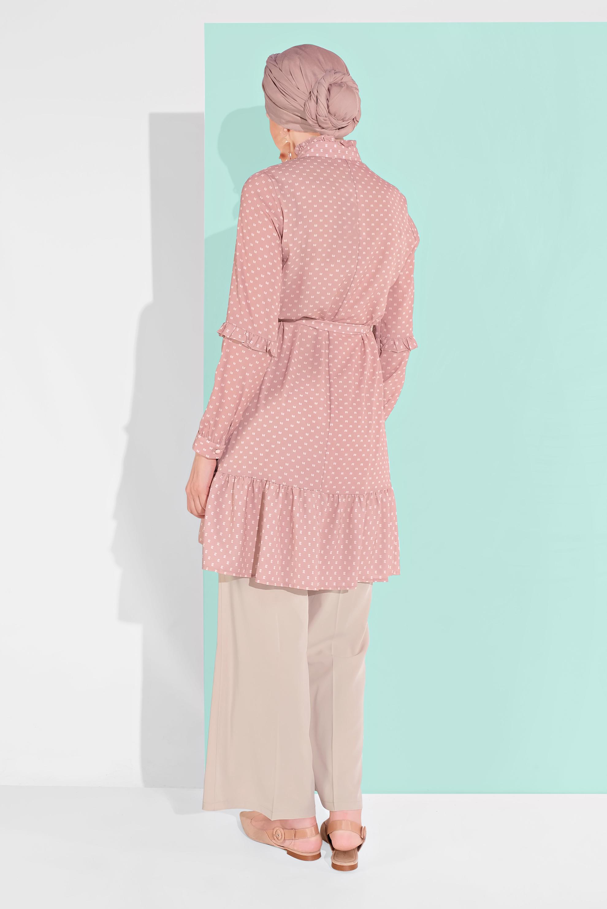 Tesettür giyim PUDRA BOL PAÇA DÜĞMELİ PANTOLON 7580	