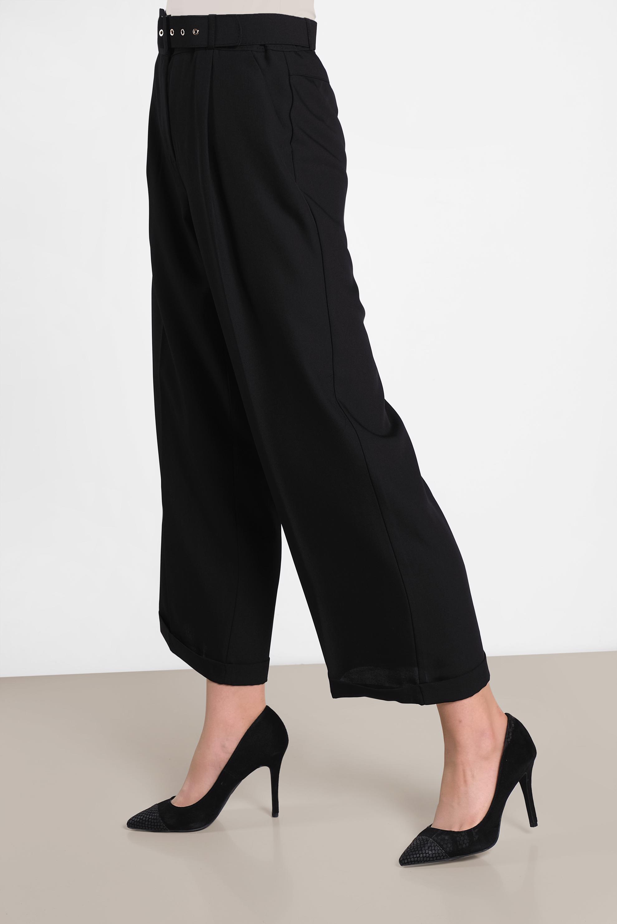 Tesettür giyim SİYAH GENİŞ PAÇA PANTOLON 7581 