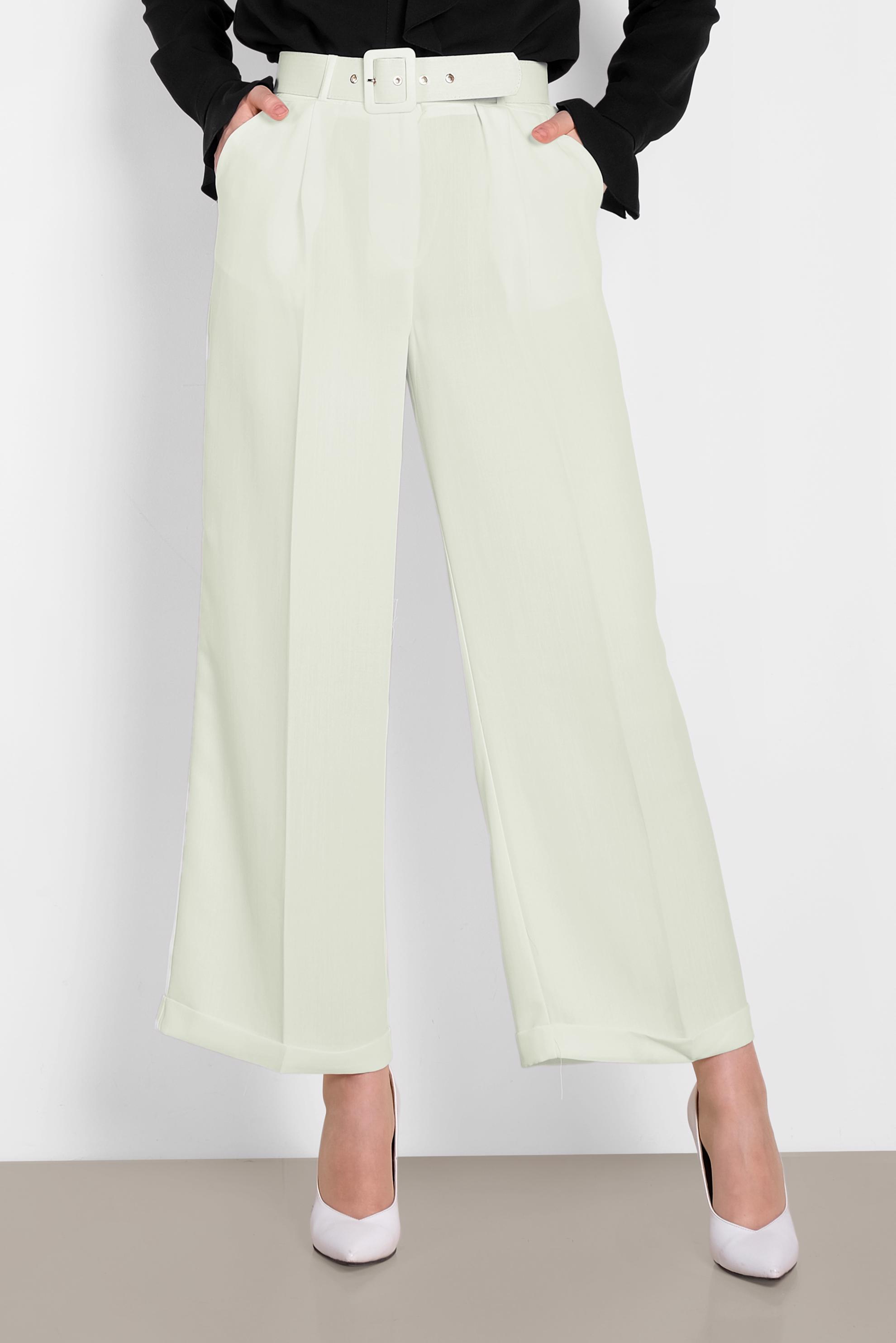 Tesettür giyim BEYAZ GENİŞ PAÇA PANTOLON 7581 