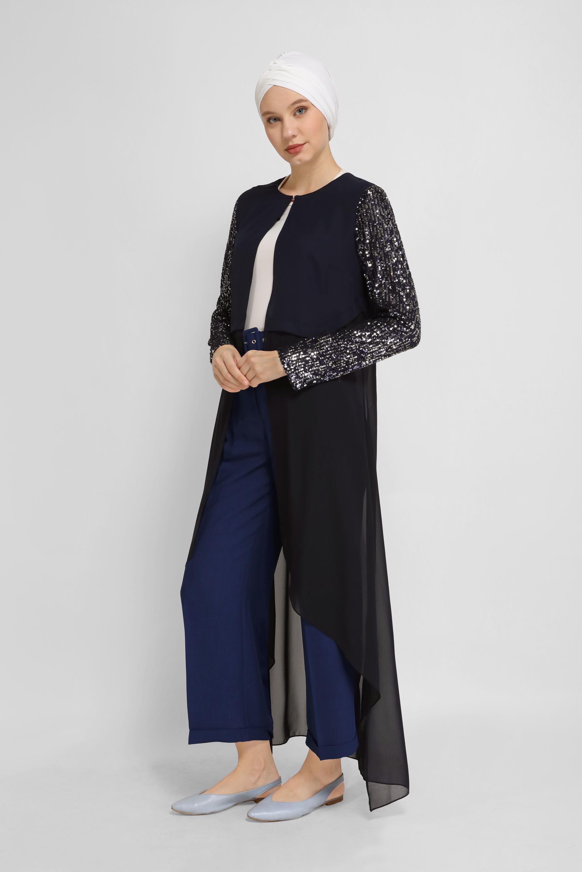 Tesettür giyim LACİVERT GENİŞ PAÇA PANTOLON 7581 