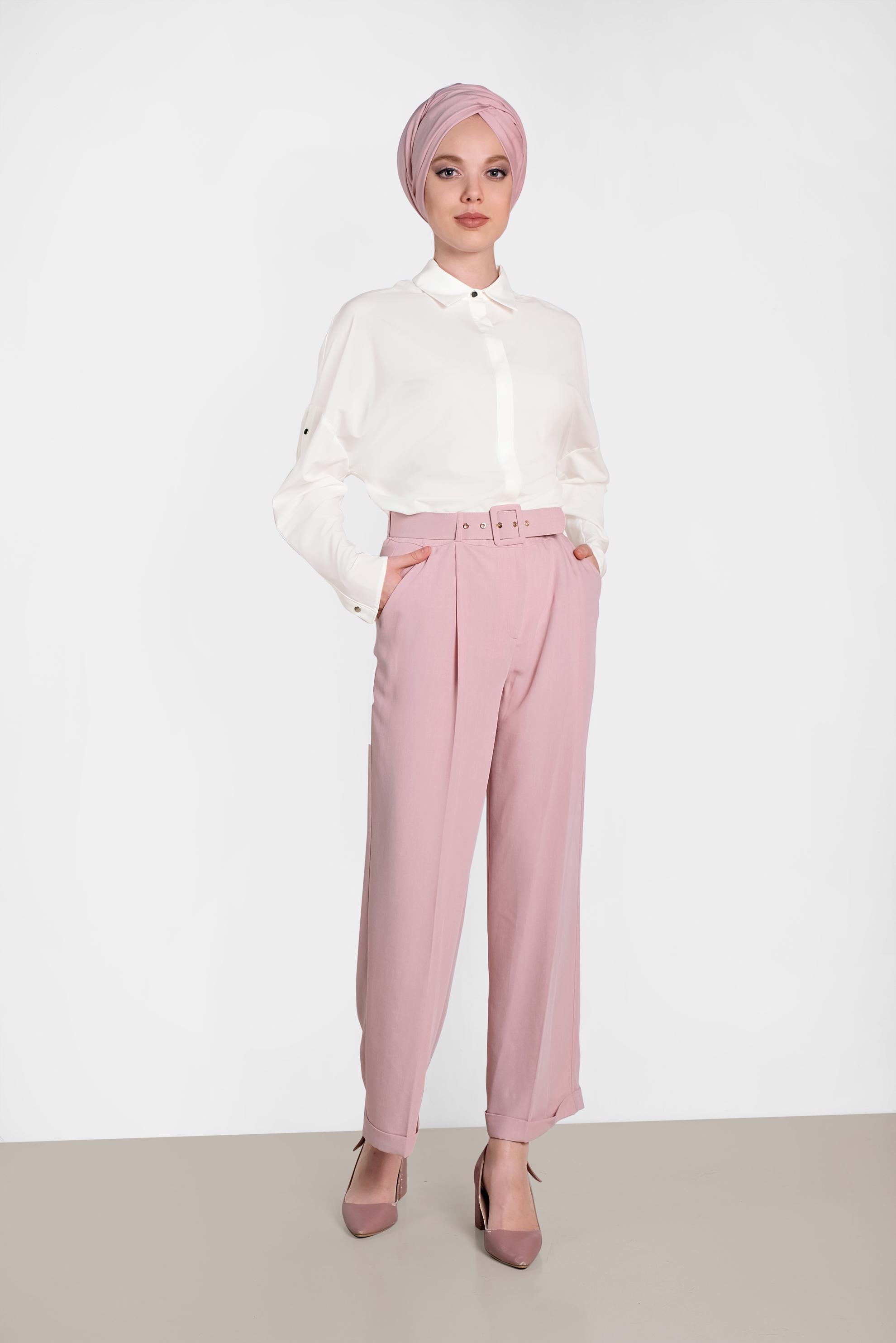 Tesettür giyim PUDRA GENİŞ PAÇA PANTOLON 7581 