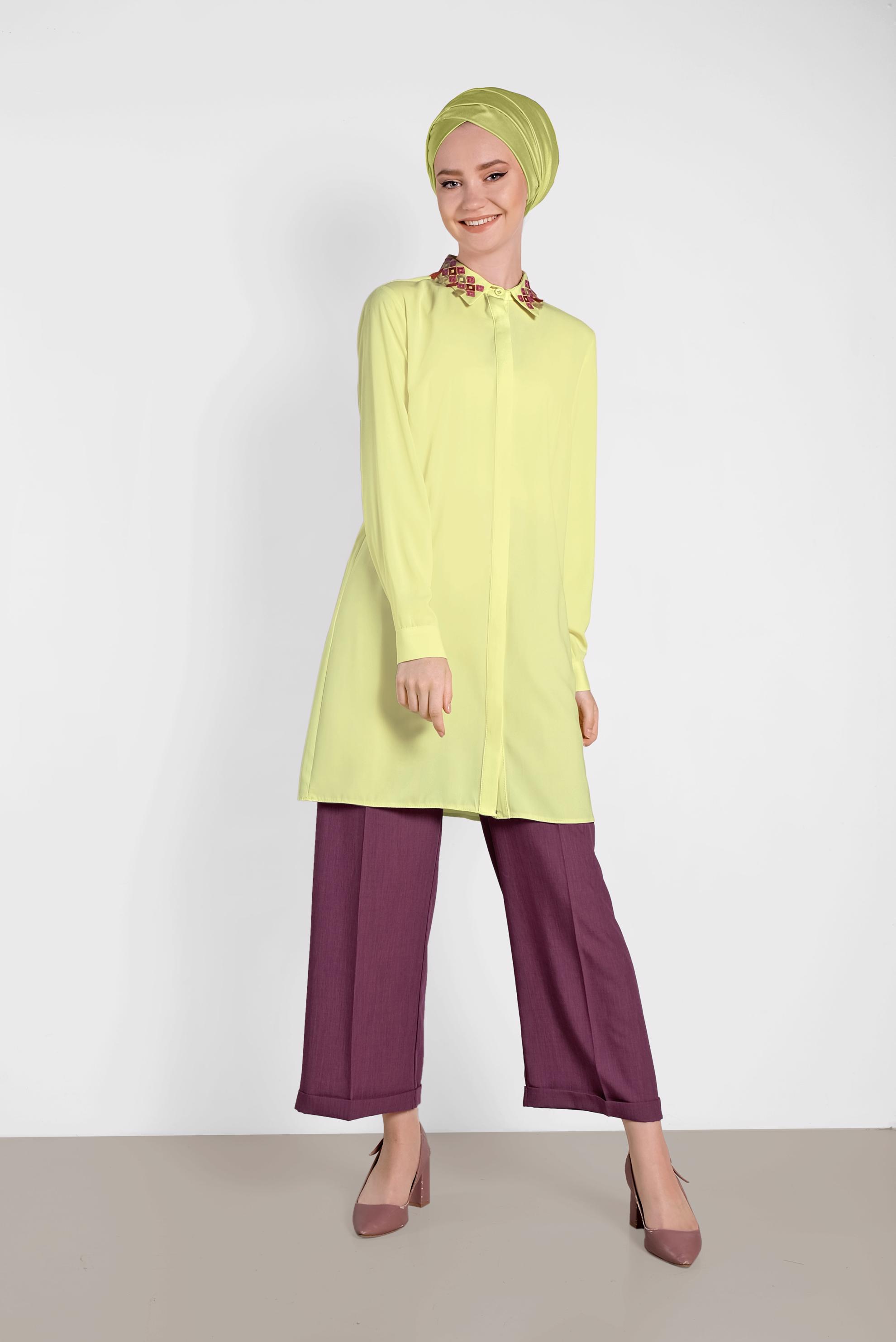 Tesettür giyim PEMBE GENİŞ PAÇA PANTOLON 7581 