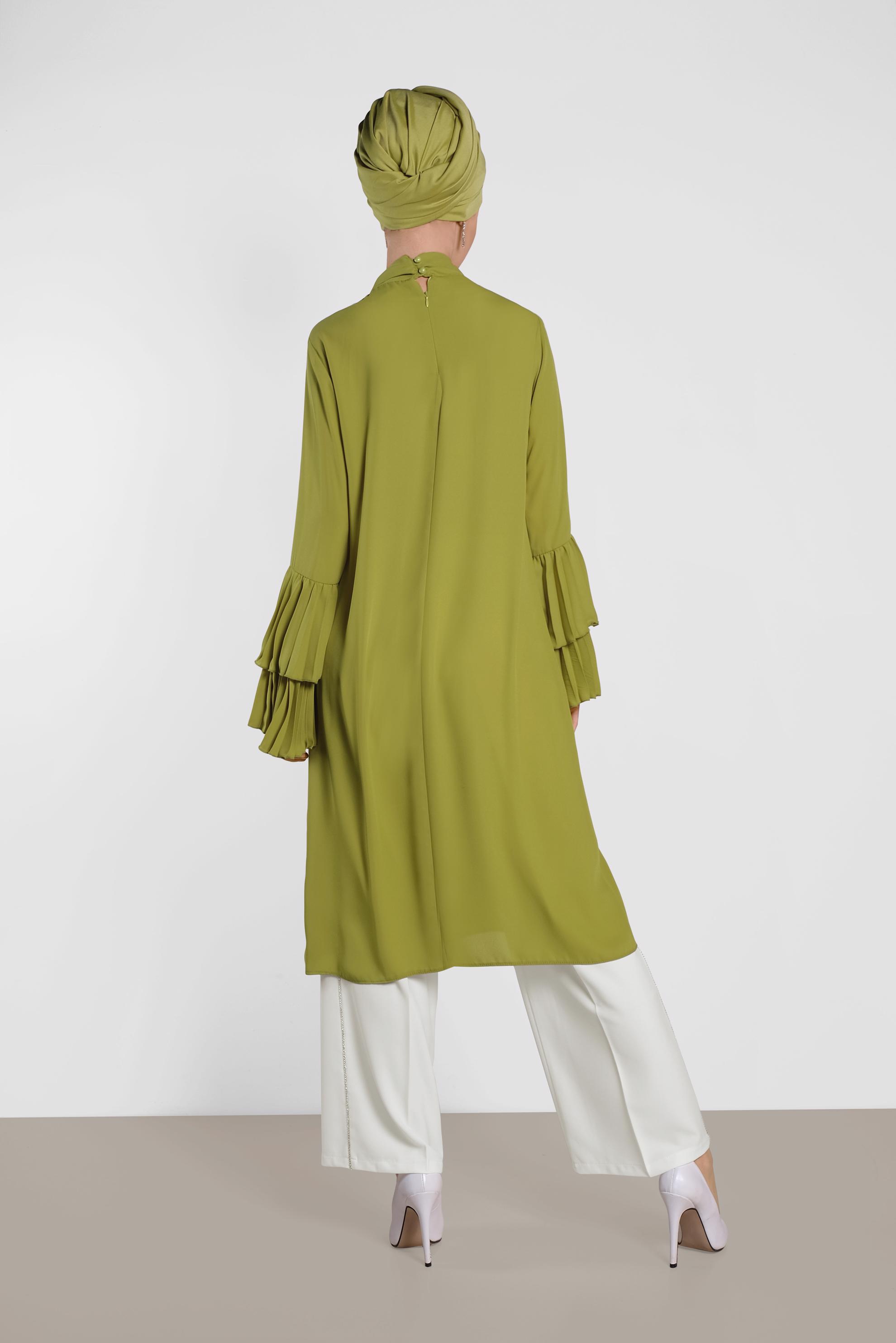 Tesettür giyim BEYAZ YÜKSEK BEL BOL PANTOLON 7582 