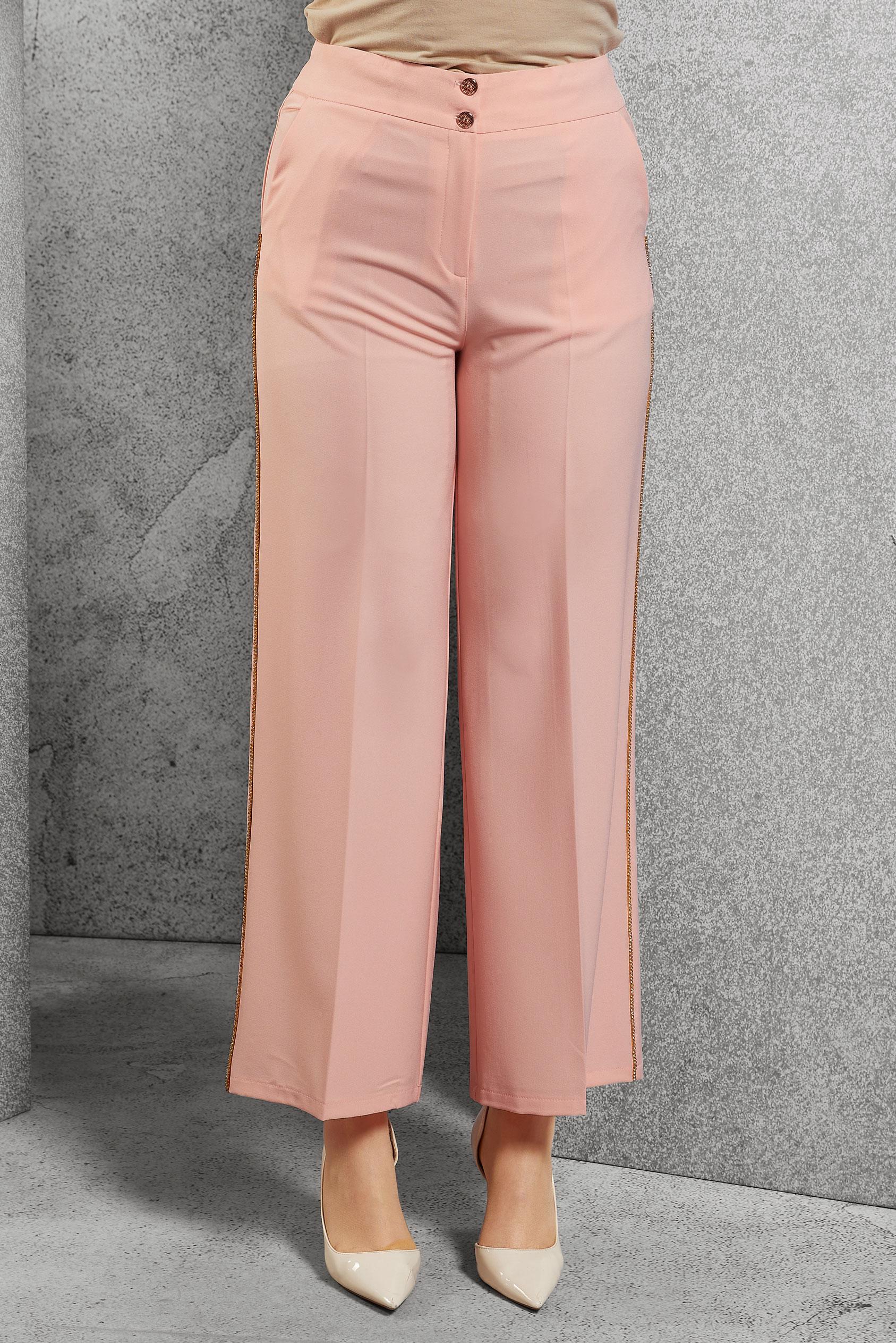 Tesettür giyim PEMBE YÜKSEK BEL BOL PANTOLON 7582 