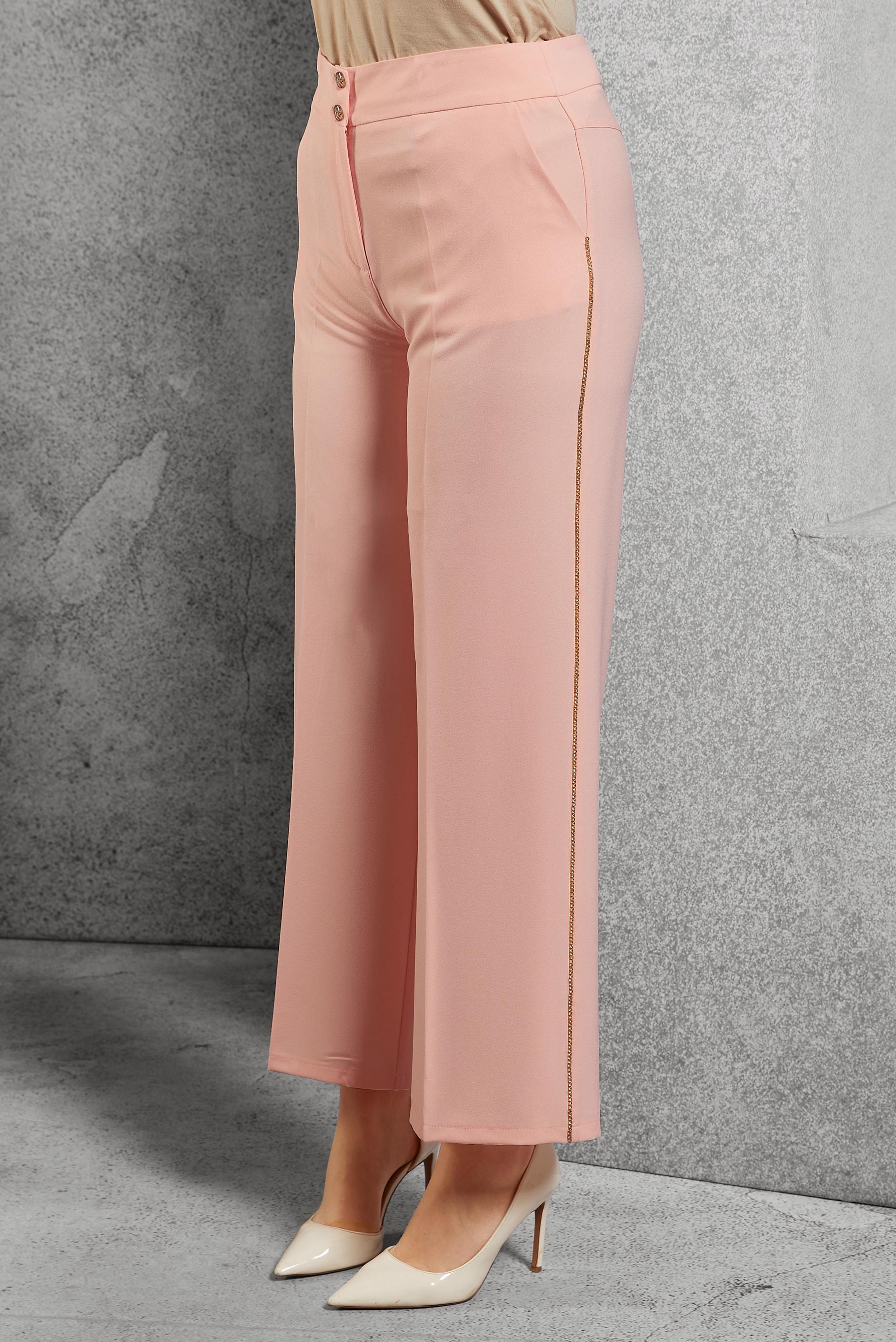 Tesettür giyim PEMBE YÜKSEK BEL BOL PANTOLON 7582 