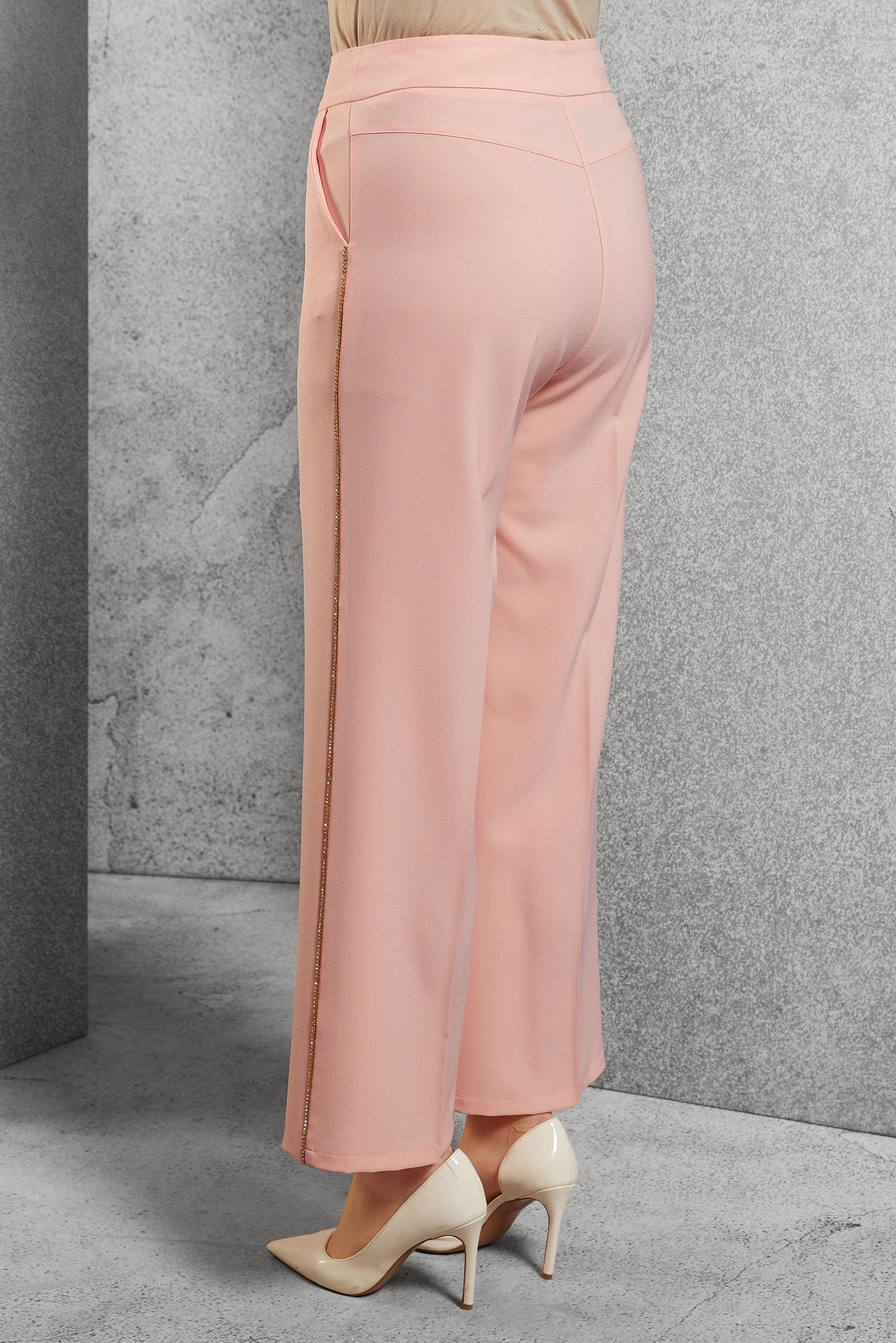 Tesettür giyim PEMBE YÜKSEK BEL BOL PANTOLON 7582 