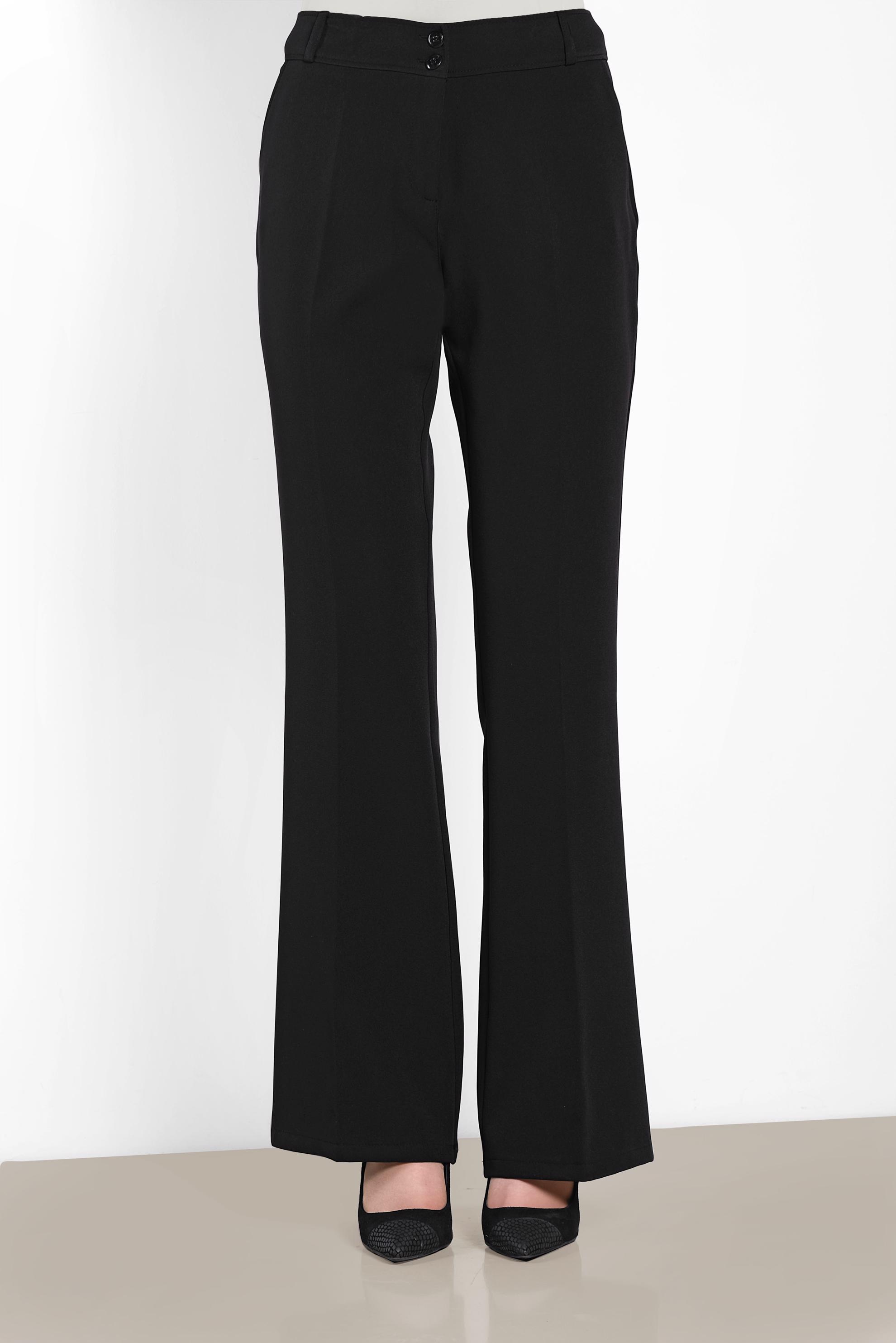 Tesettür giyim SİYAH DÜĞMELİ GENİŞ PAÇA PANTOLON 7585