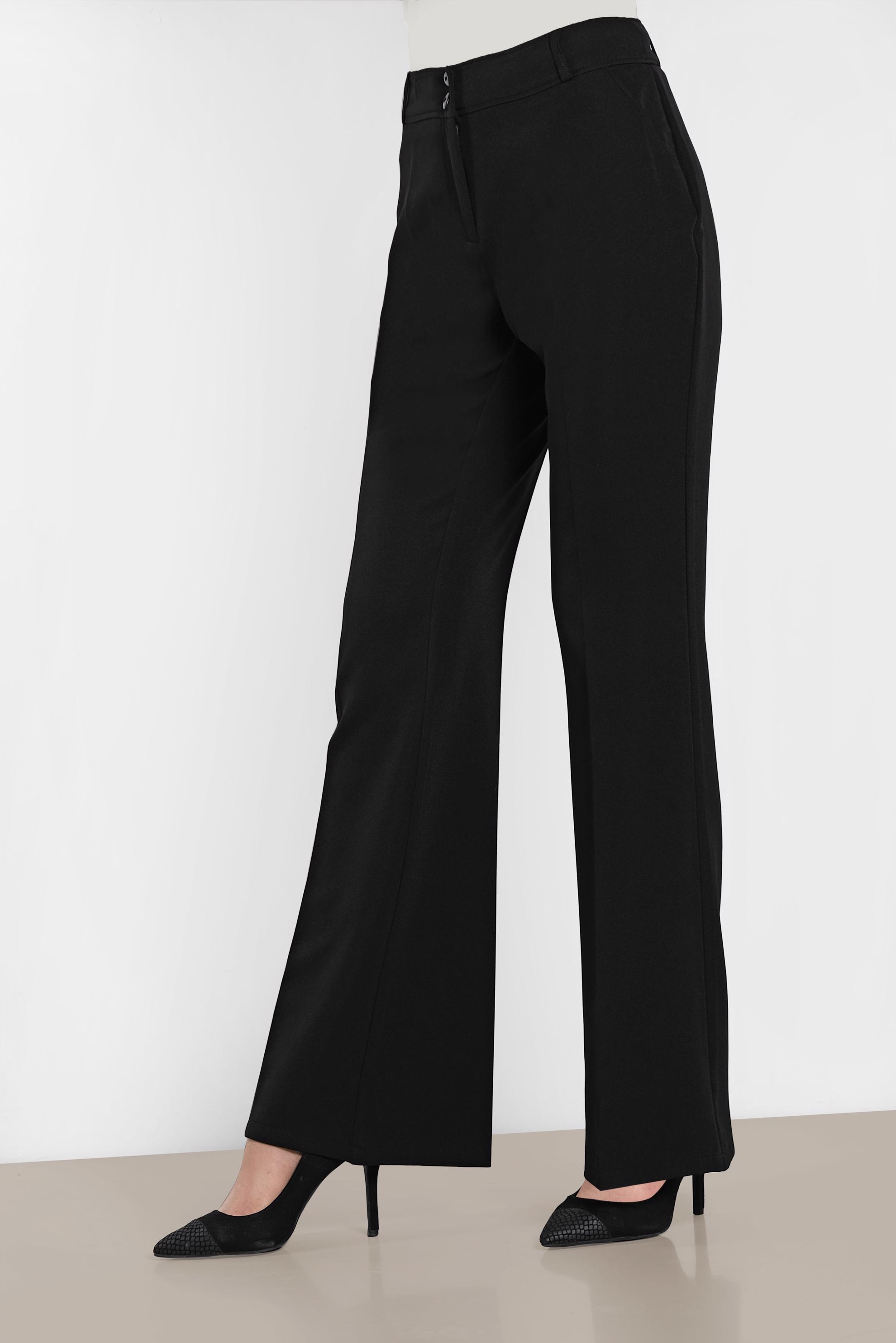 Tesettür giyim SİYAH DÜĞMELİ GENİŞ PAÇA PANTOLON 7585