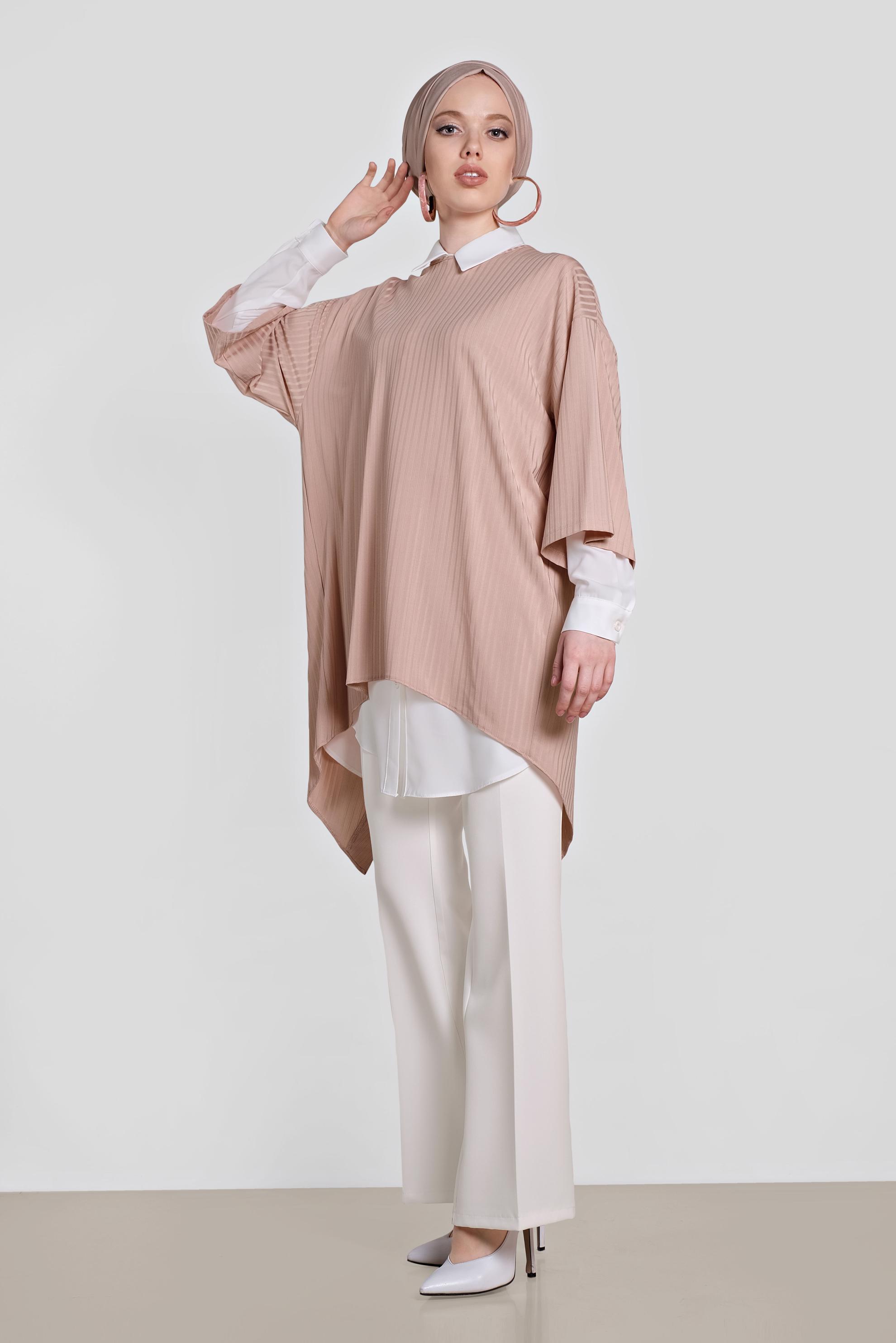 Tesettür giyim BEYAZ DÜĞMELİ GENİŞ PAÇA PANTOLON 7585