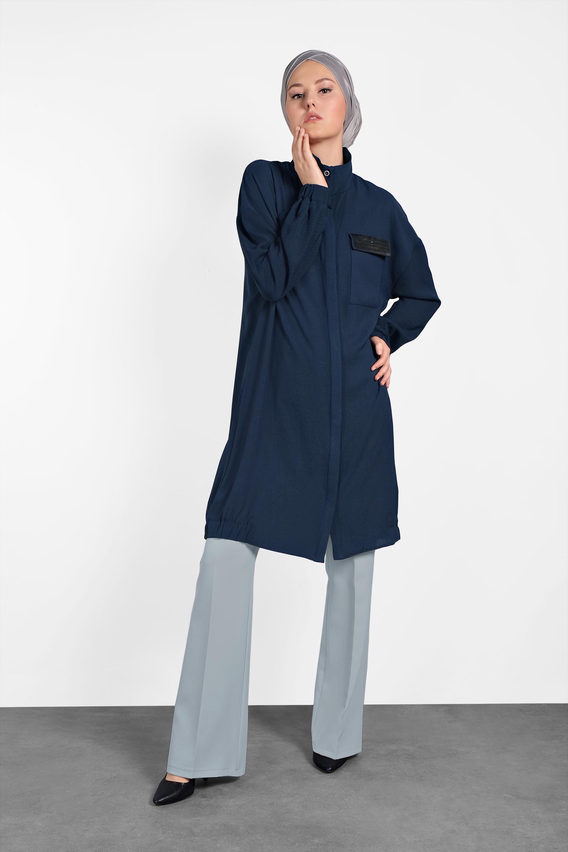 Tesettür giyim GRİ DÜĞMELİ GENİŞ PAÇA PANTOLON 7585