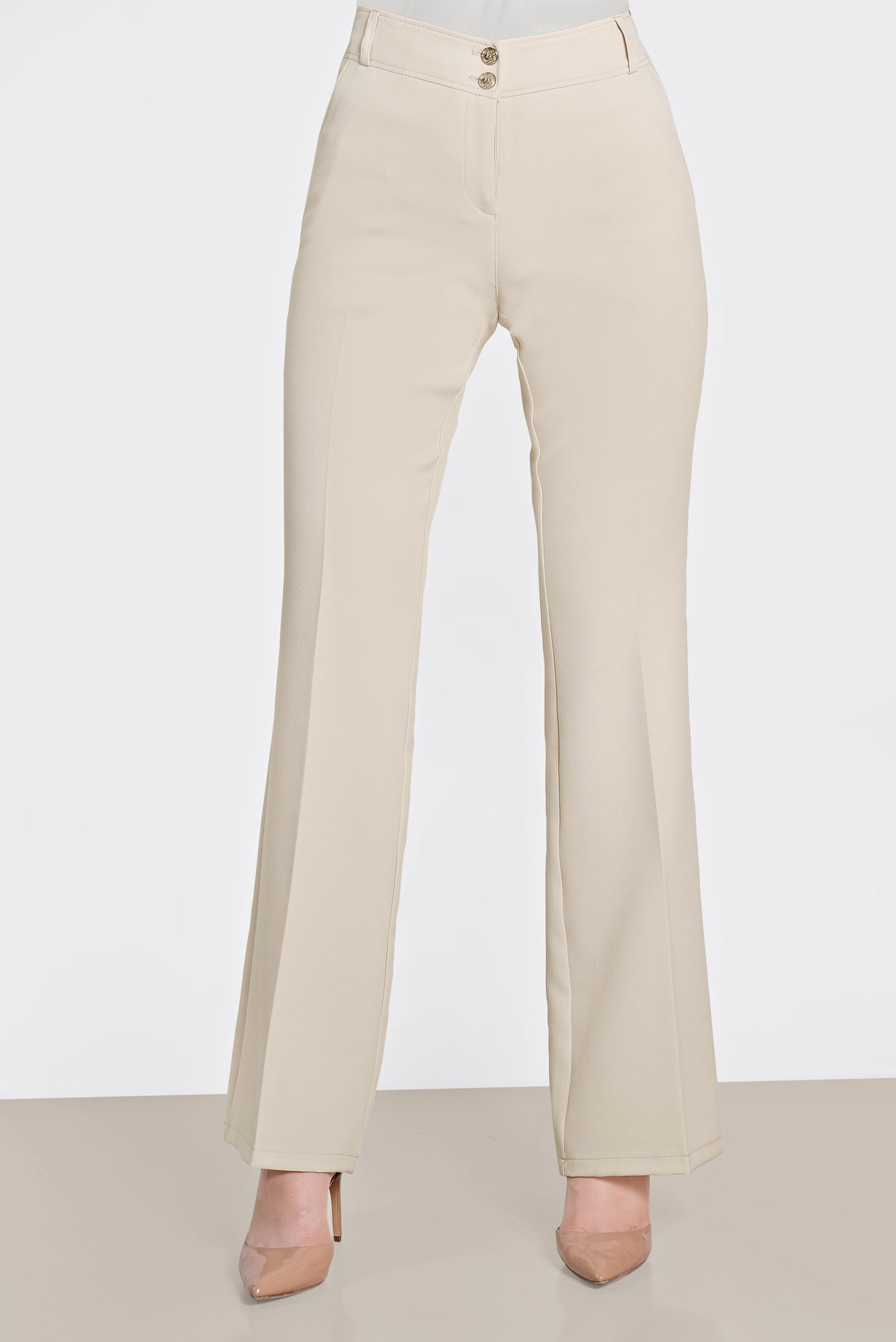 Tesettür giyim BEJ DÜĞMELİ GENİŞ PAÇA PANTOLON 7585