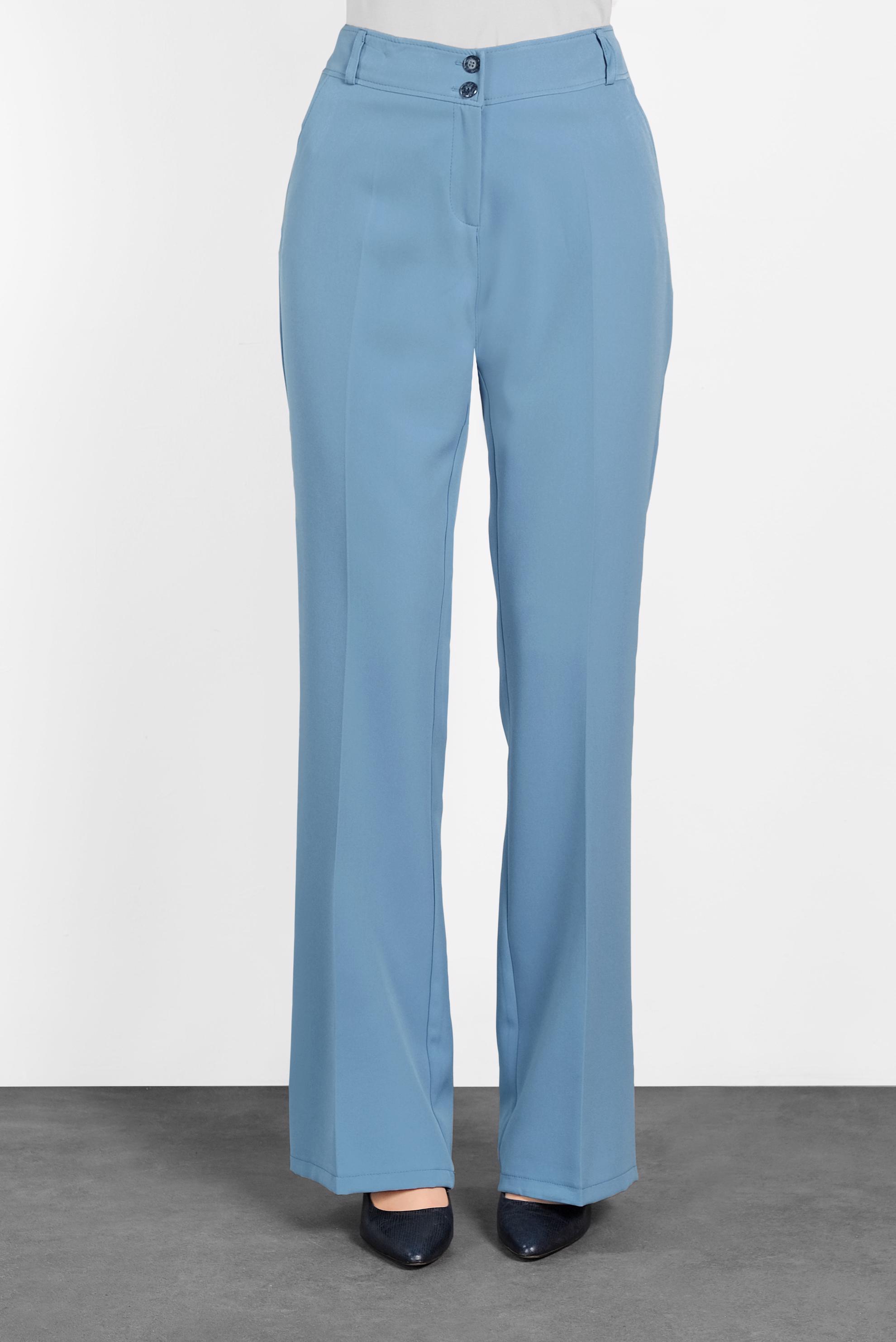 Tesettür giyim MAVİ DÜĞMELİ GENİŞ PAÇA PANTOLON 7585