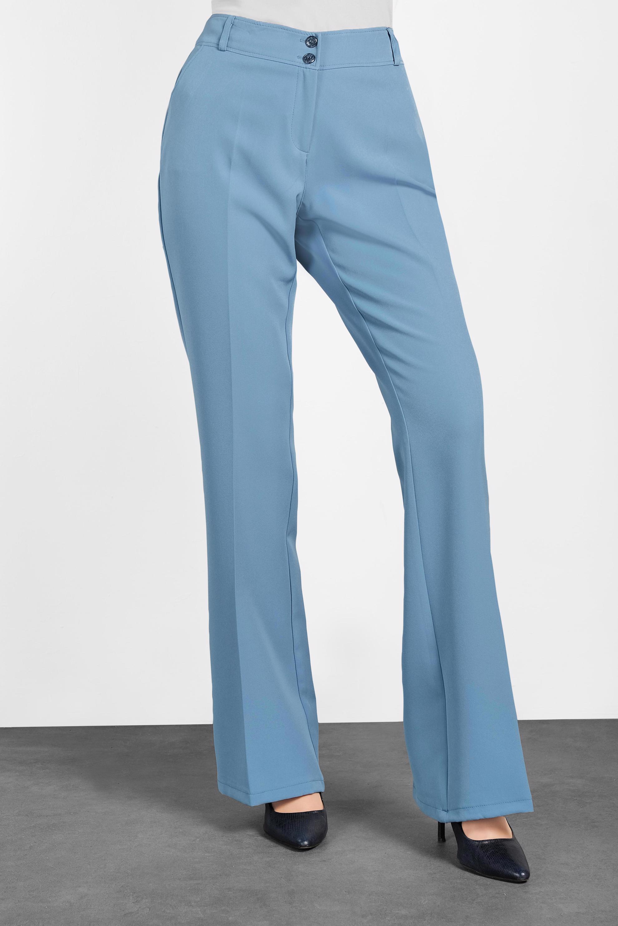 Tesettür giyim MAVİ DÜĞMELİ GENİŞ PAÇA PANTOLON 7585