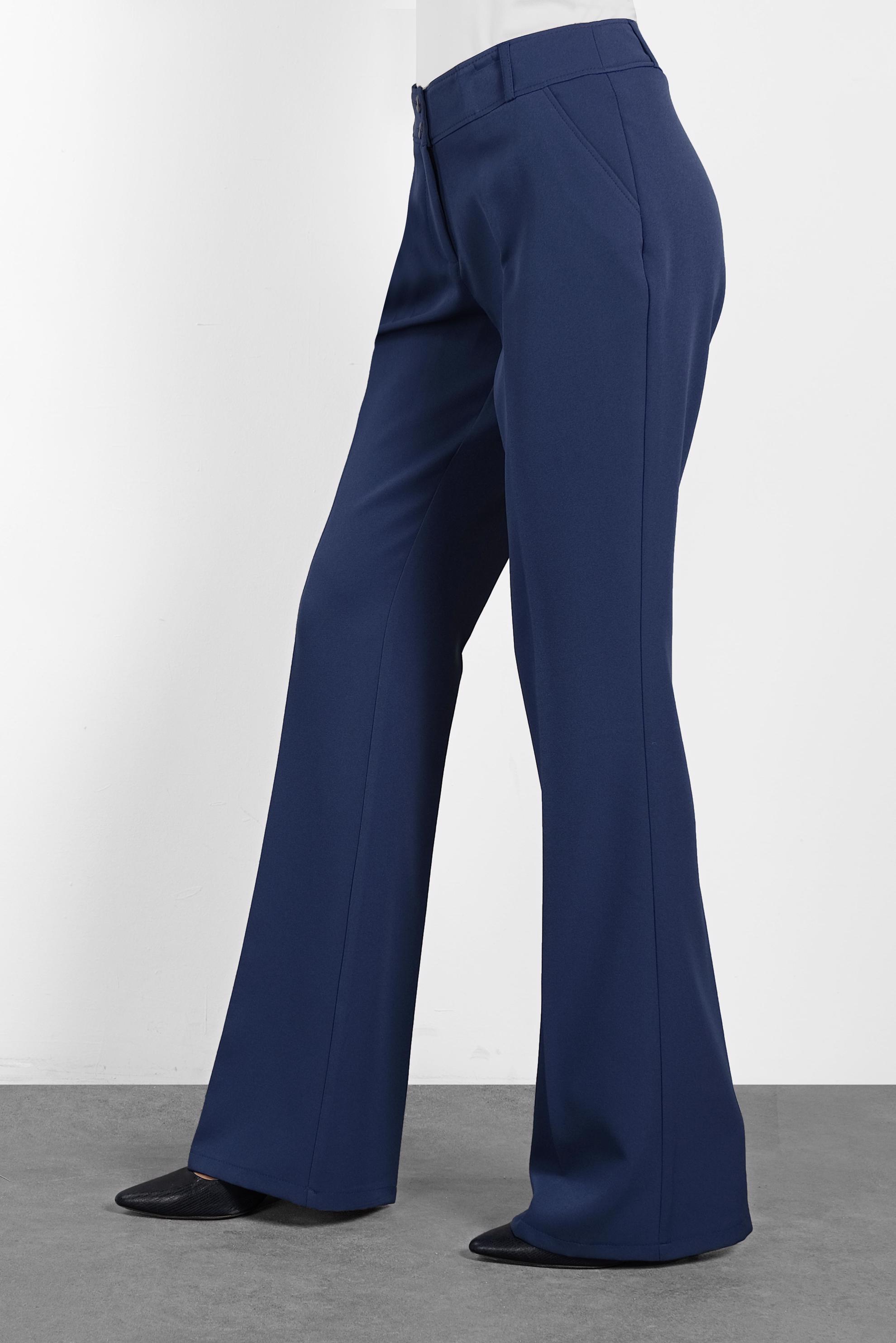 Tesettür giyim LACİVERT DÜĞMELİ GENİŞ PAÇA PANTOLON 7585