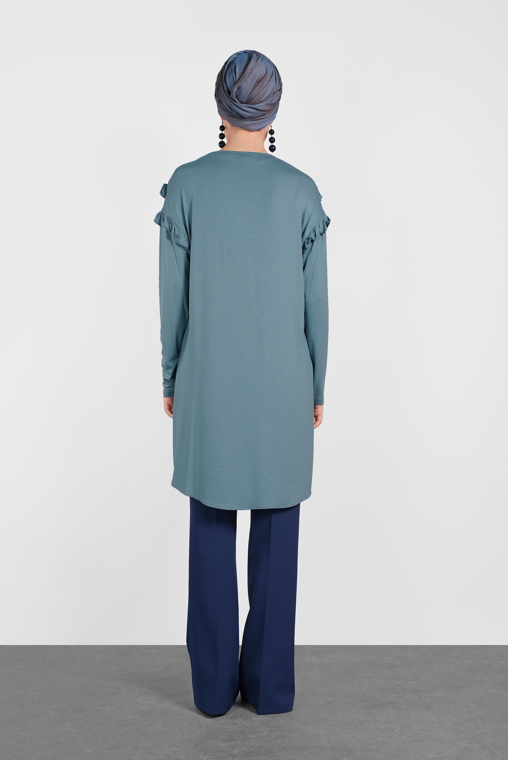 Tesettür giyim LACİVERT DÜĞMELİ GENİŞ PAÇA PANTOLON 7585