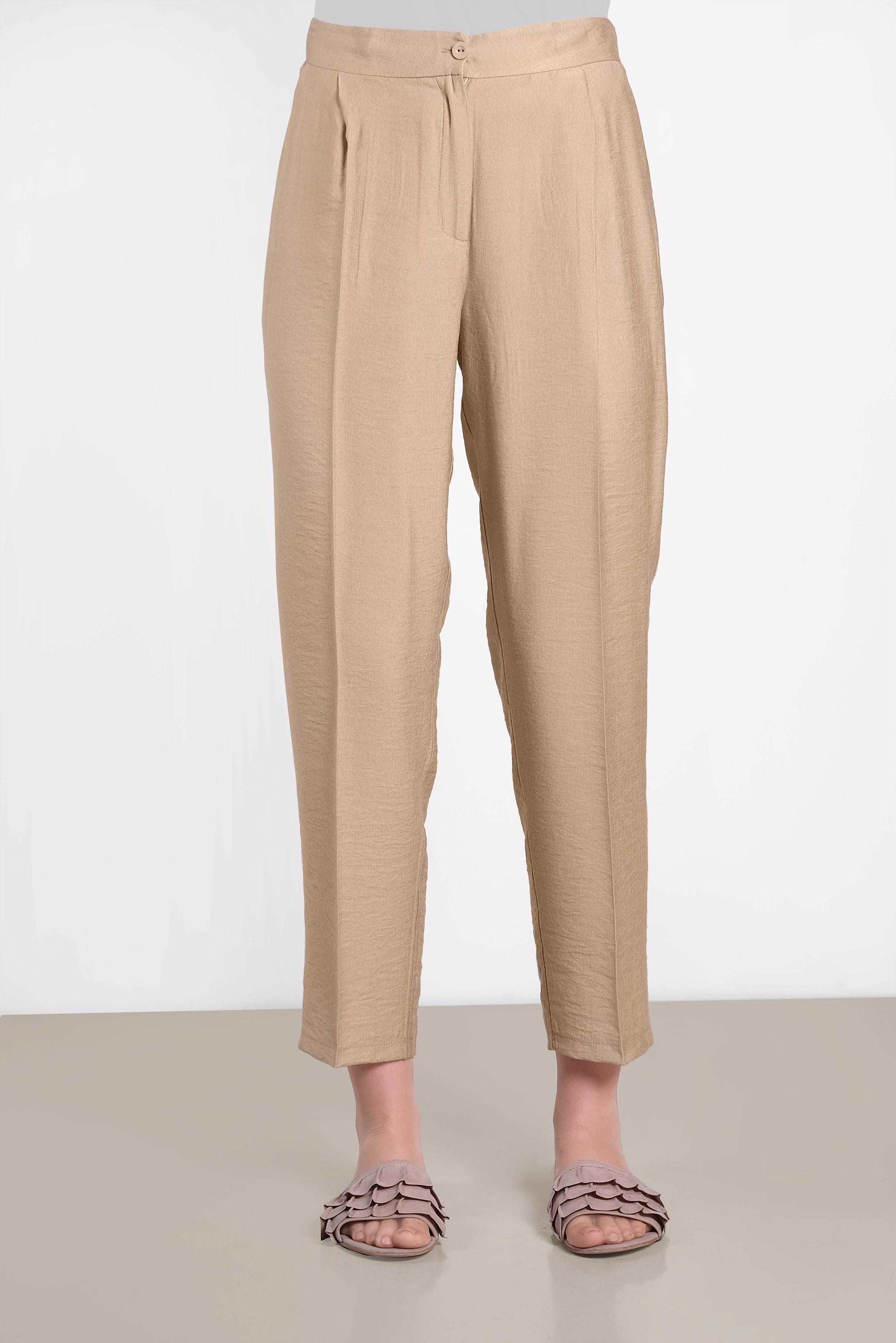 Tesettür giyim BEJ PİLELİ DÜĞMELİ PANTOLON 7586