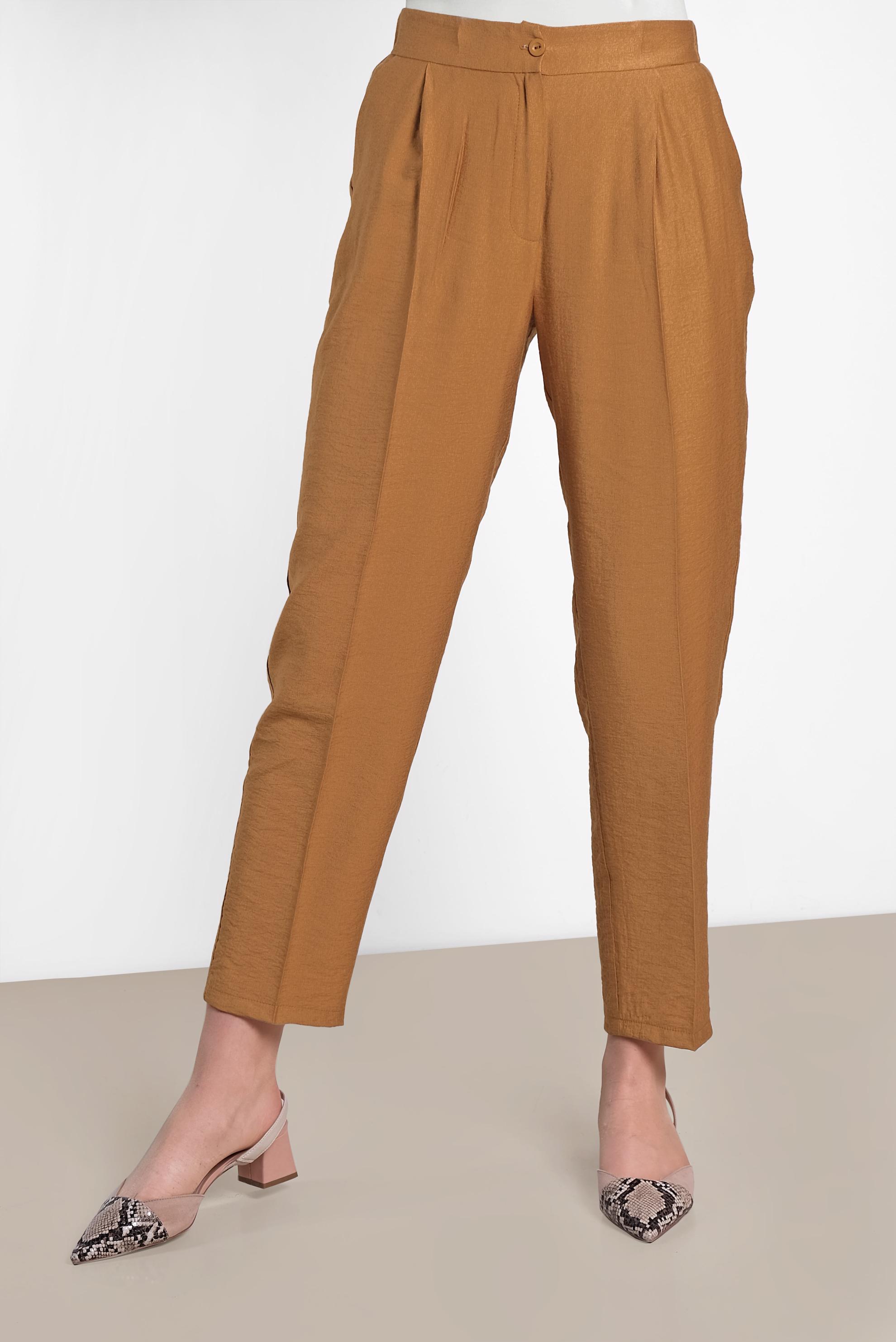 Tesettür giyim SARI PİLELİ DÜĞMELİ PANTOLON 7586