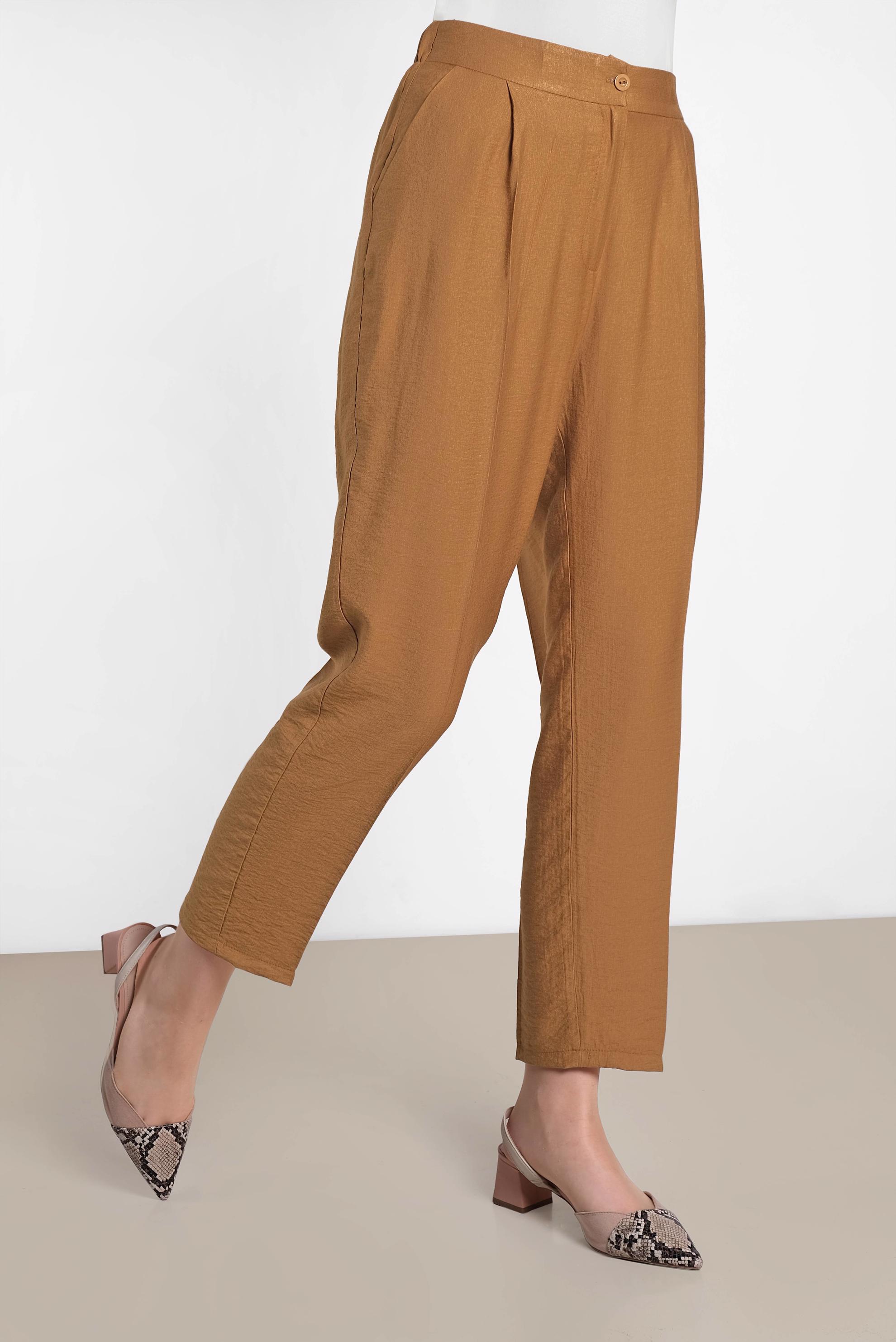 Tesettür giyim SARI PİLELİ DÜĞMELİ PANTOLON 7586