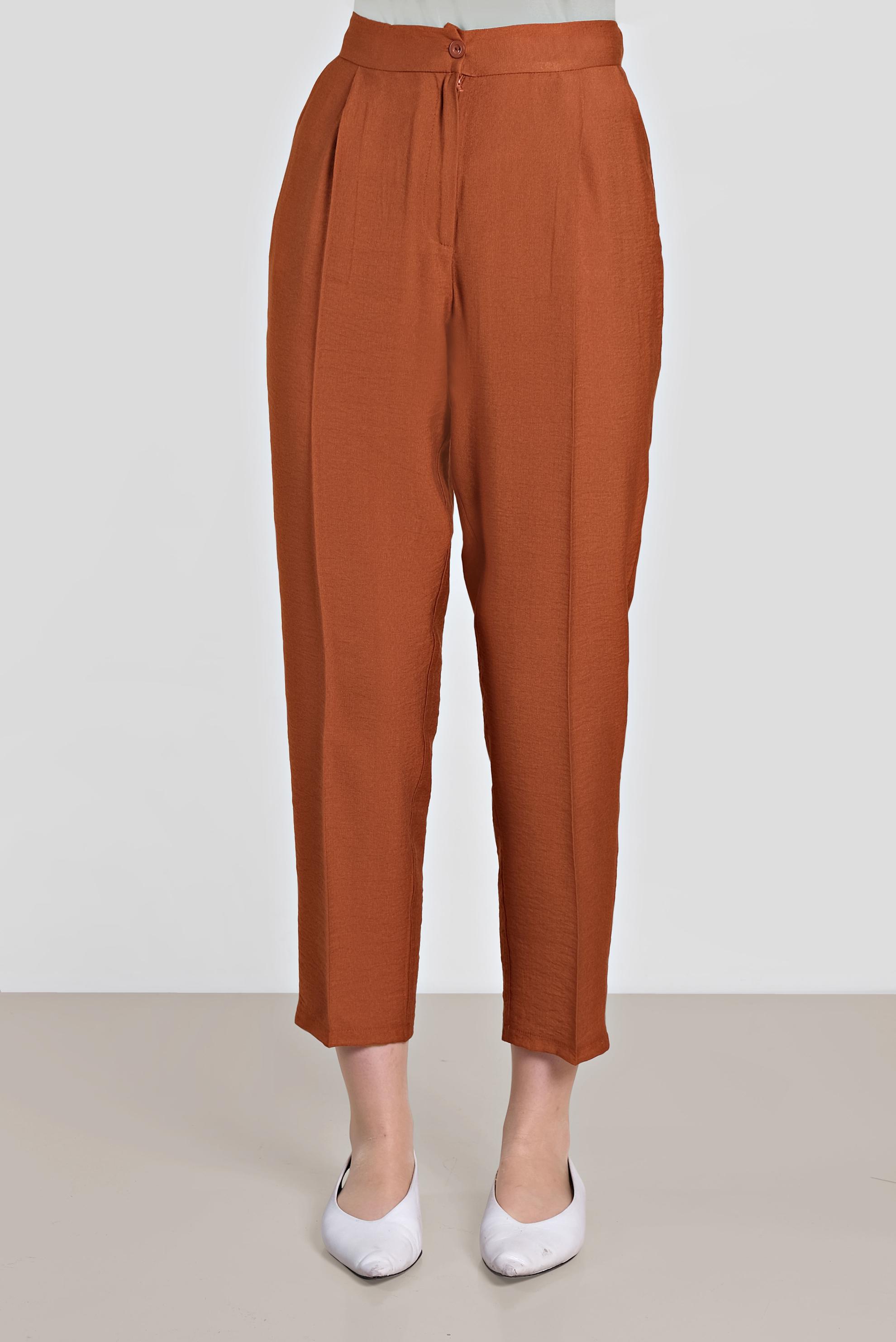 Tesettür giyim TURUNCU PİLELİ DÜĞMELİ PANTOLON 7586