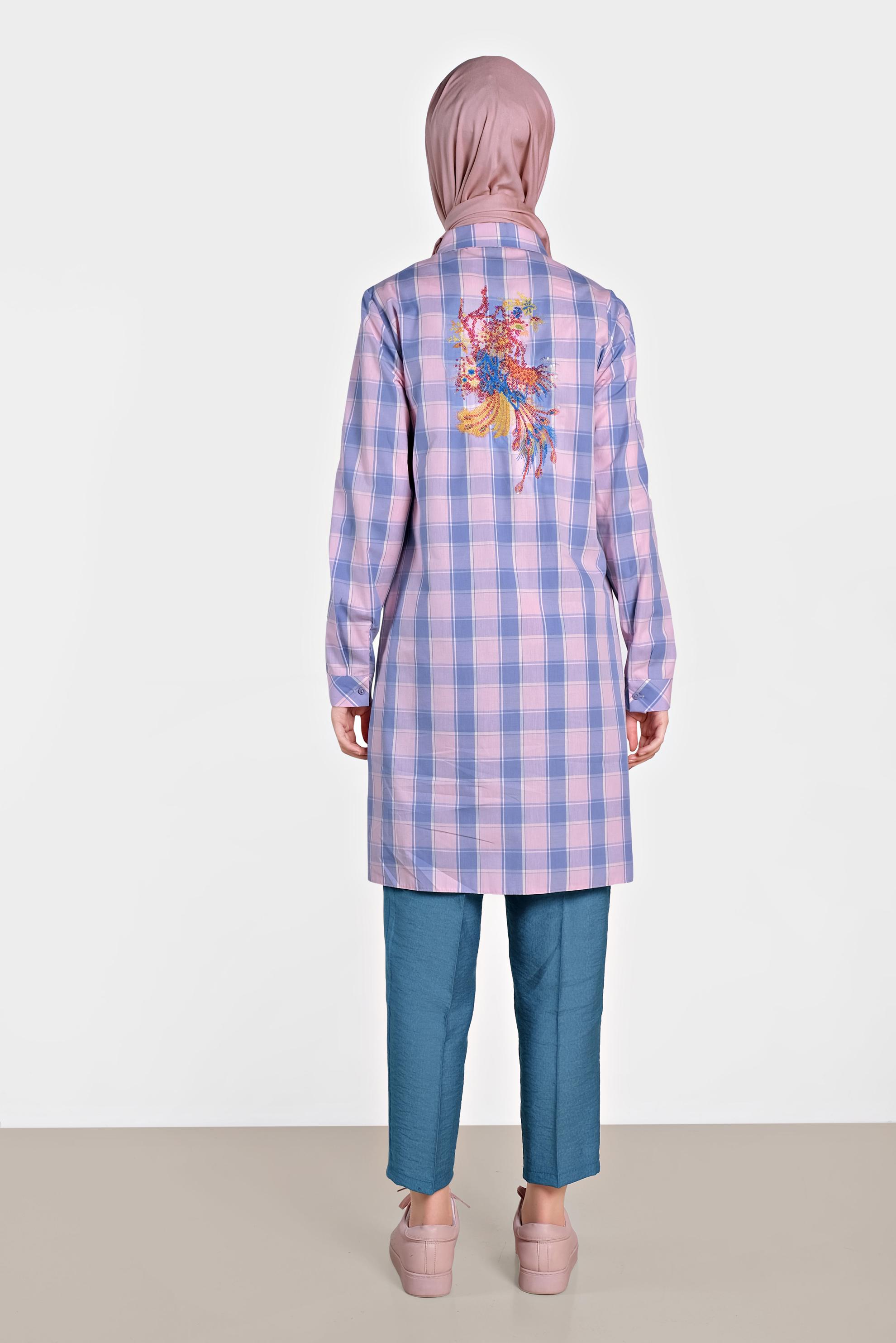 Tesettür giyim LACİVERT PİLELİ DÜĞMELİ PANTOLON 7586