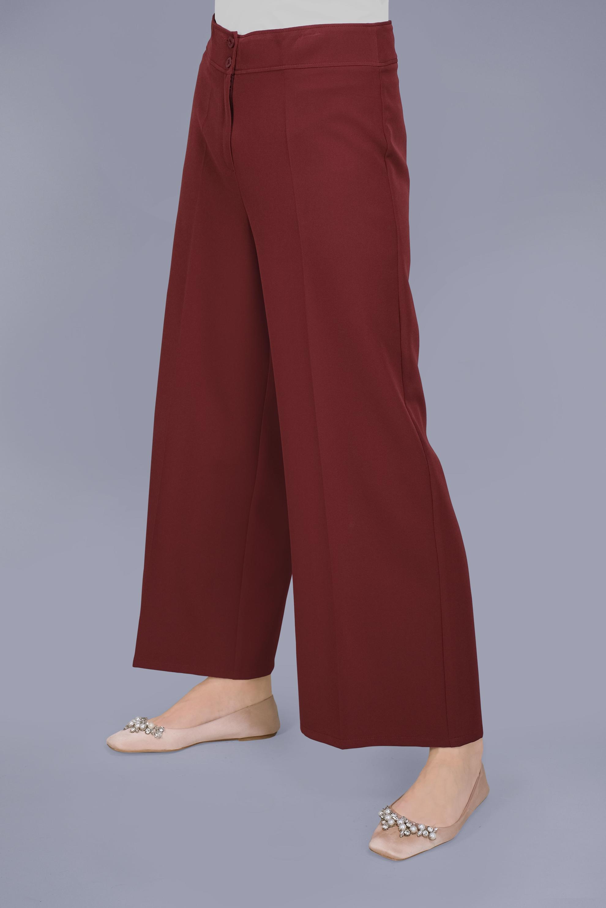 Tesettür giyim BORDO GENİŞ PAÇA PANTOLON 7598 